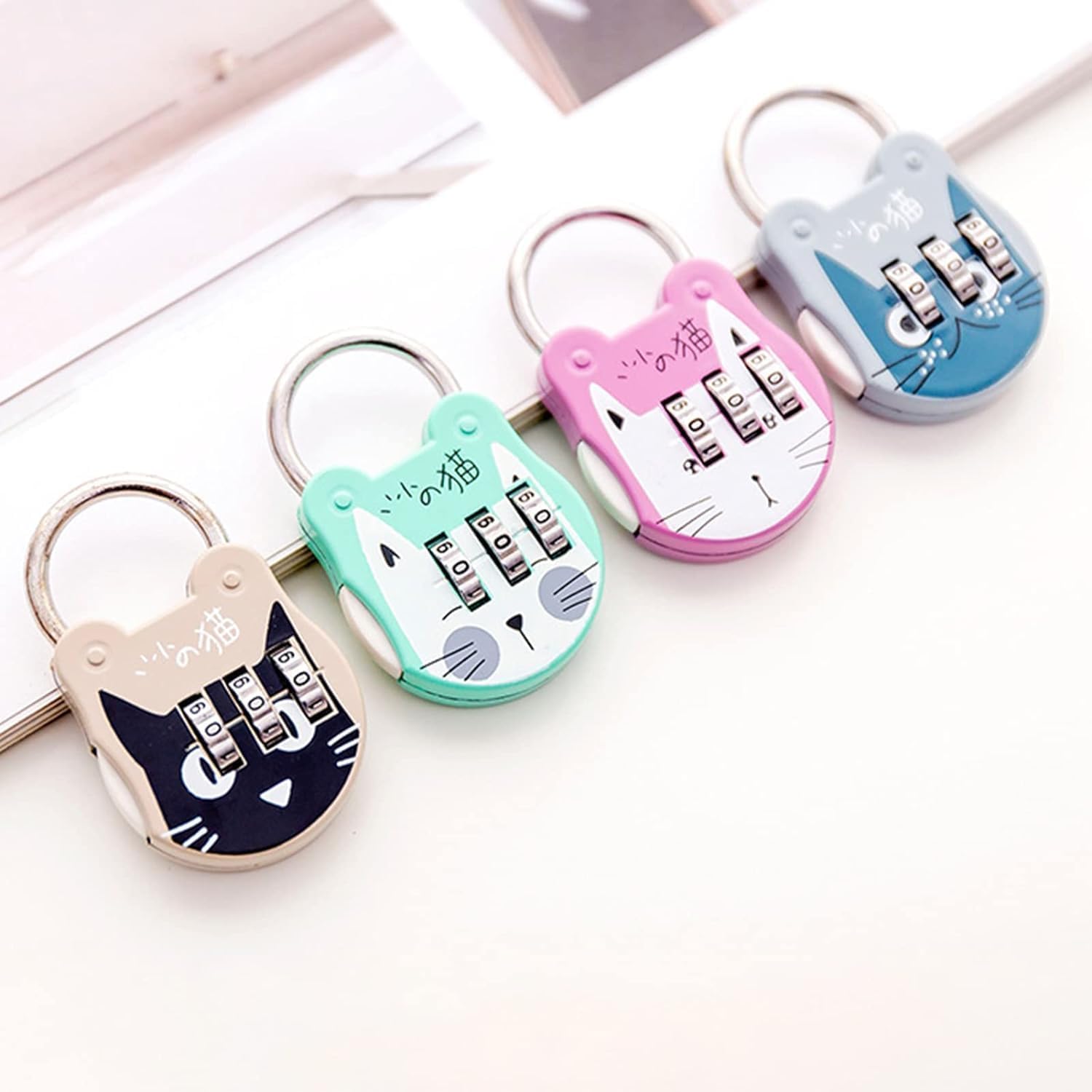 2Pcs Grey Cute Cat Combination Lock Travel Locks for Luggage Backpack Locks Zipper Combination Lock for Locker for Student Dormitory, Padlocks and Hasps, Combination Padlocks, Padlocks and Hasps