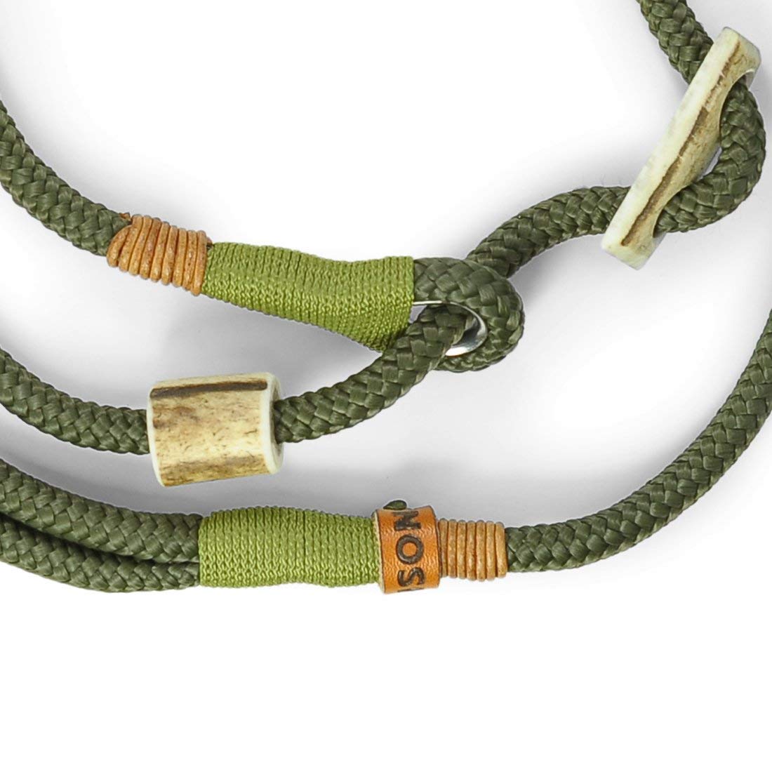 Retriever-Leine/Moxonleine Elegant-Style | handgefertigte Hundeleine aus Tau mit Halsbandfunktion & Horn-Stopper | 8mm – besonders leicht & handlich | Training, Alltag & Spaziergang