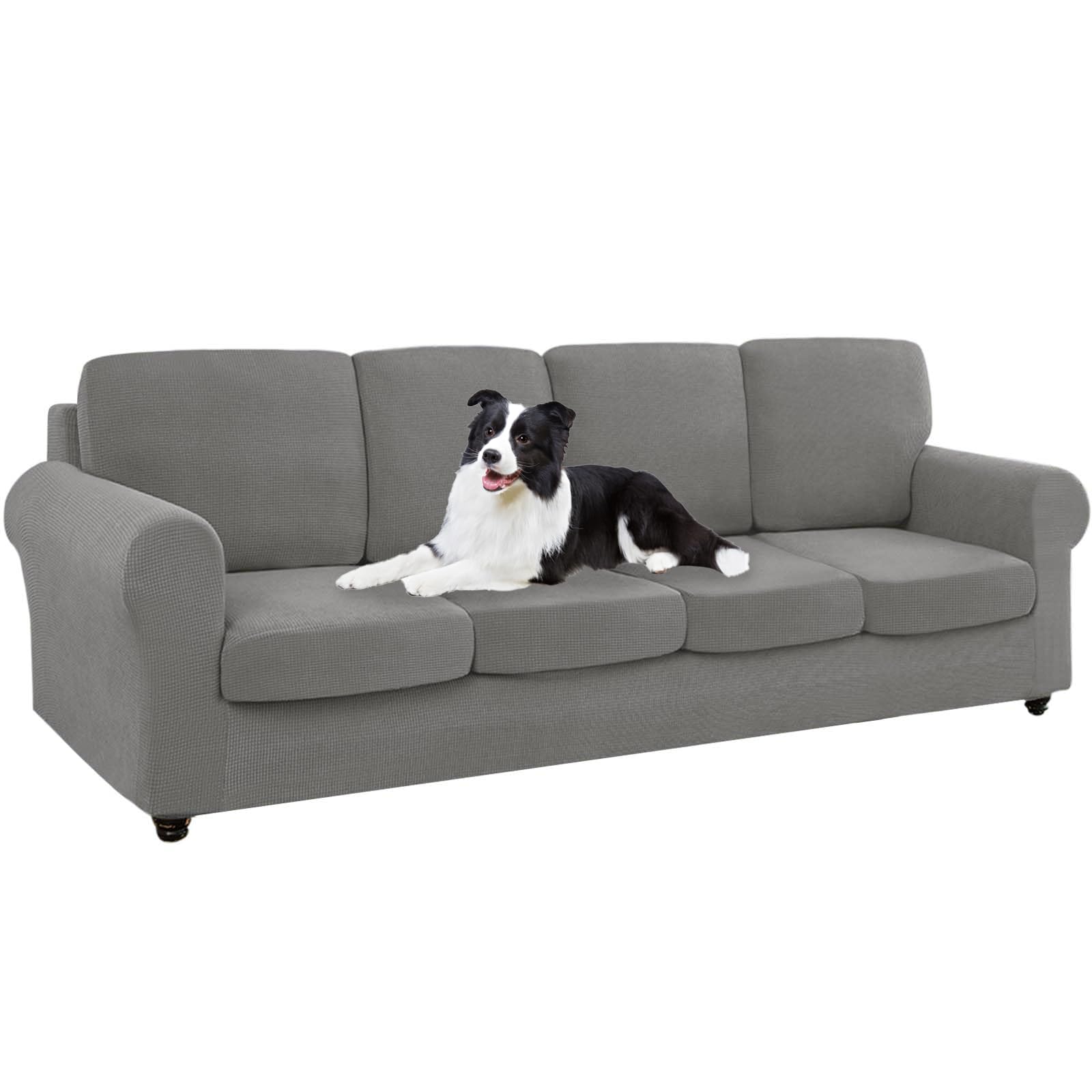 SYLC Ektorp Sofa Cover with Seat Cushions Covers and Backrests Covers Sofa Covers Stylish Stretch Jacquard Couch Slipcover Protector (Palegrey,LSofa+4 L Seats+4 L Backs)