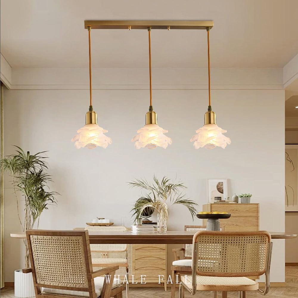 3ライトクラスターガラスペンダントシャンデリアビンテージミルク