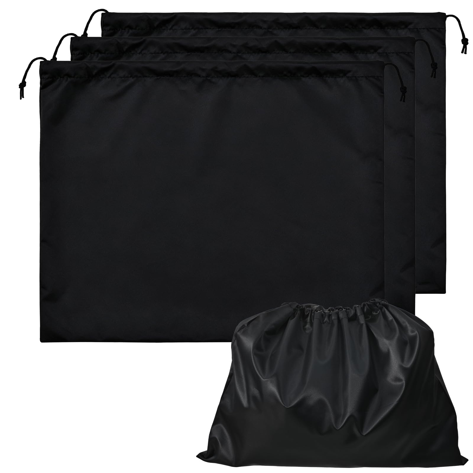4 Pack Dust Bags For Handbags Silk Dust Cover Bag For Handbags Purses Shoes, Dustproof Drawstring Bag Travel Storage Pouch, Black, 19.68×15.74 Inches