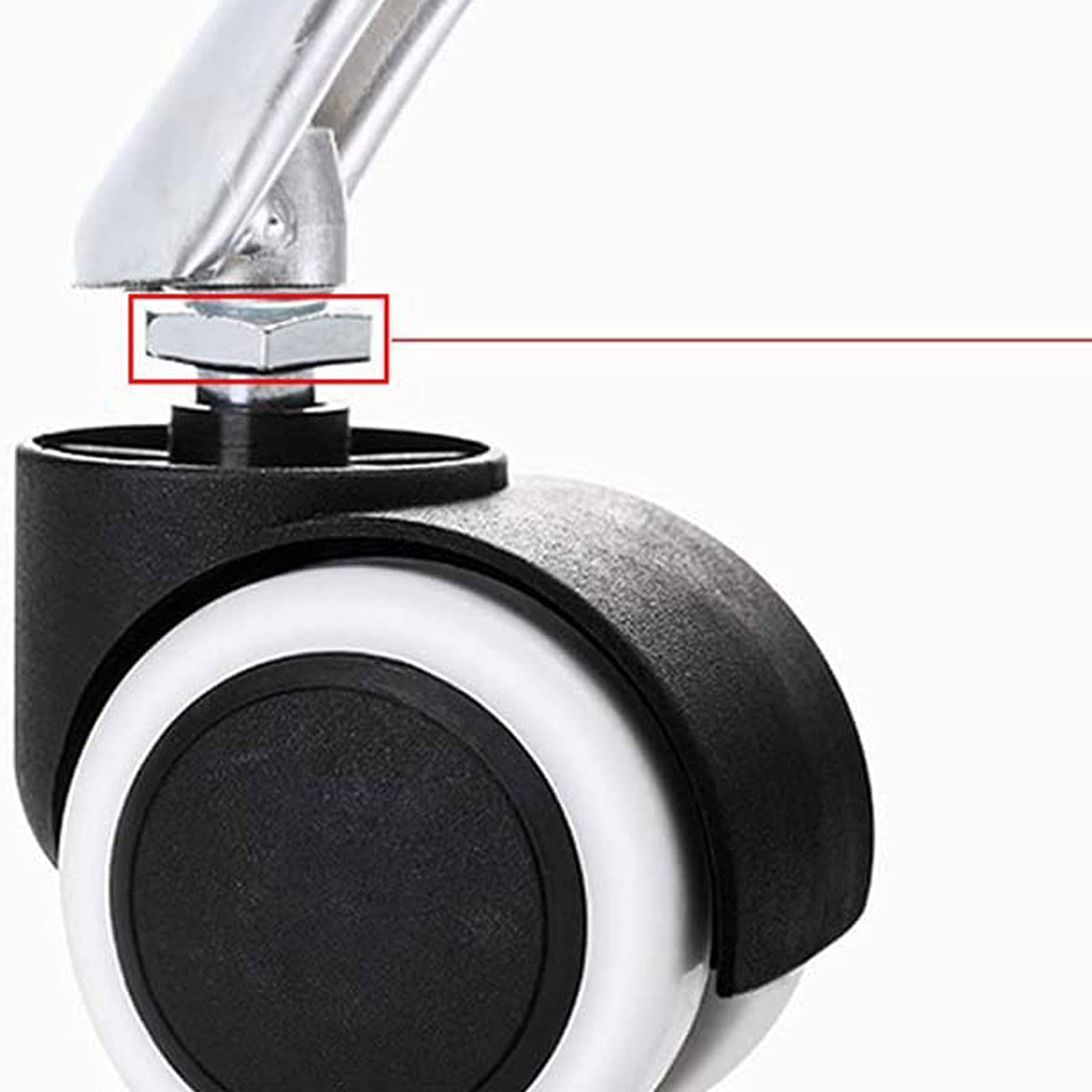 Ruote girevoli con Piastra Girevole, Confezione da 4, Ruote di Ricambio in plastica e Nylon per mobili, mobili, sedie da Ufficio, Stelo filettato metrico M10 x 10 mm per Sedia da Ufficio C