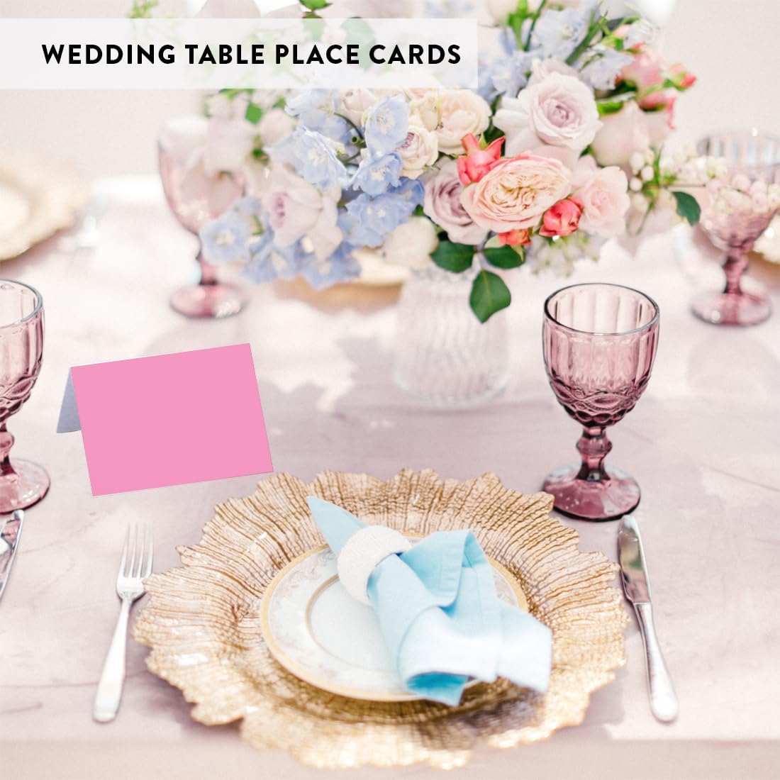 Andaz Printable Place Cards, Pink 20-Pack for Wedding, Graduation, Table Settings