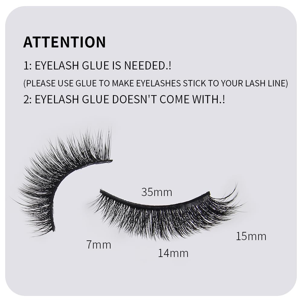 AKARA Ciglia Finte Naturali 7 Paia 3D Ciglia Finte False Eyelashes Visone Artificiale (3D-BN07)