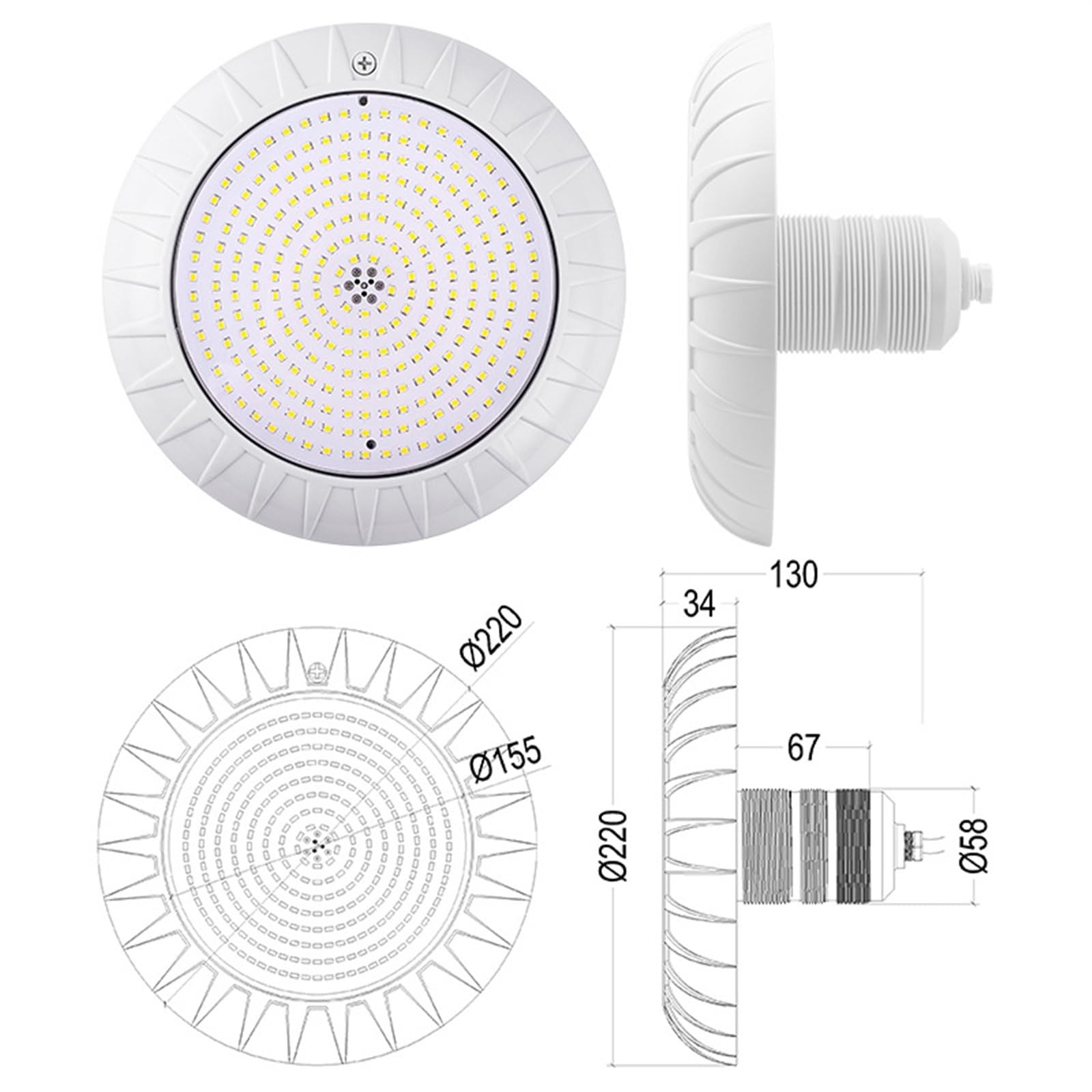Luces de Piscina, Lámpara LED de pared empotrada subacuática, Color RGBW, Control remoto for teléfono móvil, luz acrílica fibra vidrio for piscina(Groen,24W)