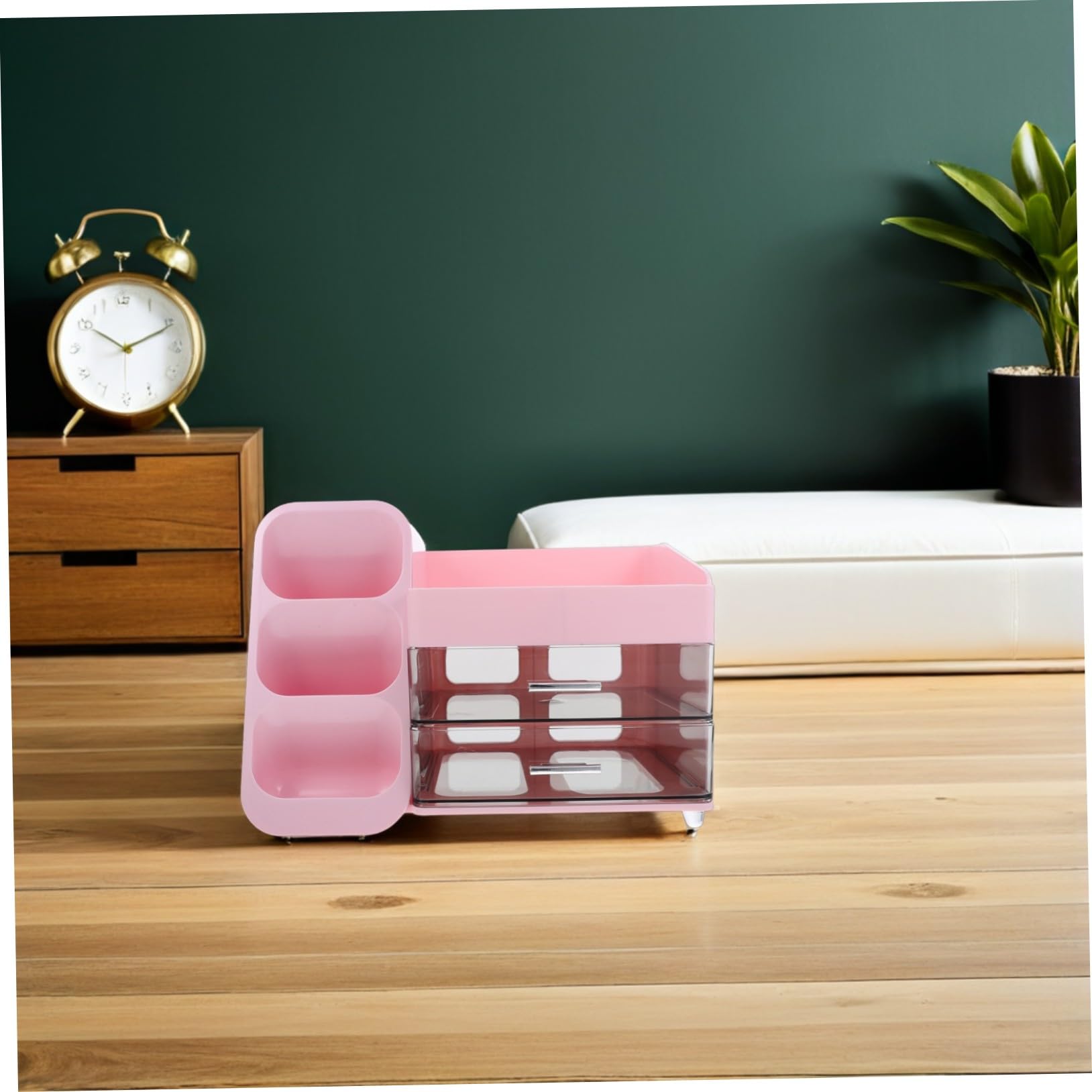 Organisateur Maquillage Cosmétique Rose Grosse Capacité, Plastique