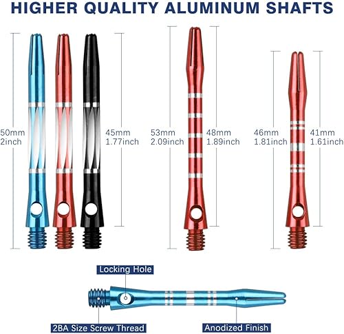 Miniatura 3 de Tezoro Kit de accesorios de dardos que incluye ejes de dardos de aluminio, vuelos de dardos, salvapores, sacapuntas, juntas tóricas, paquete a