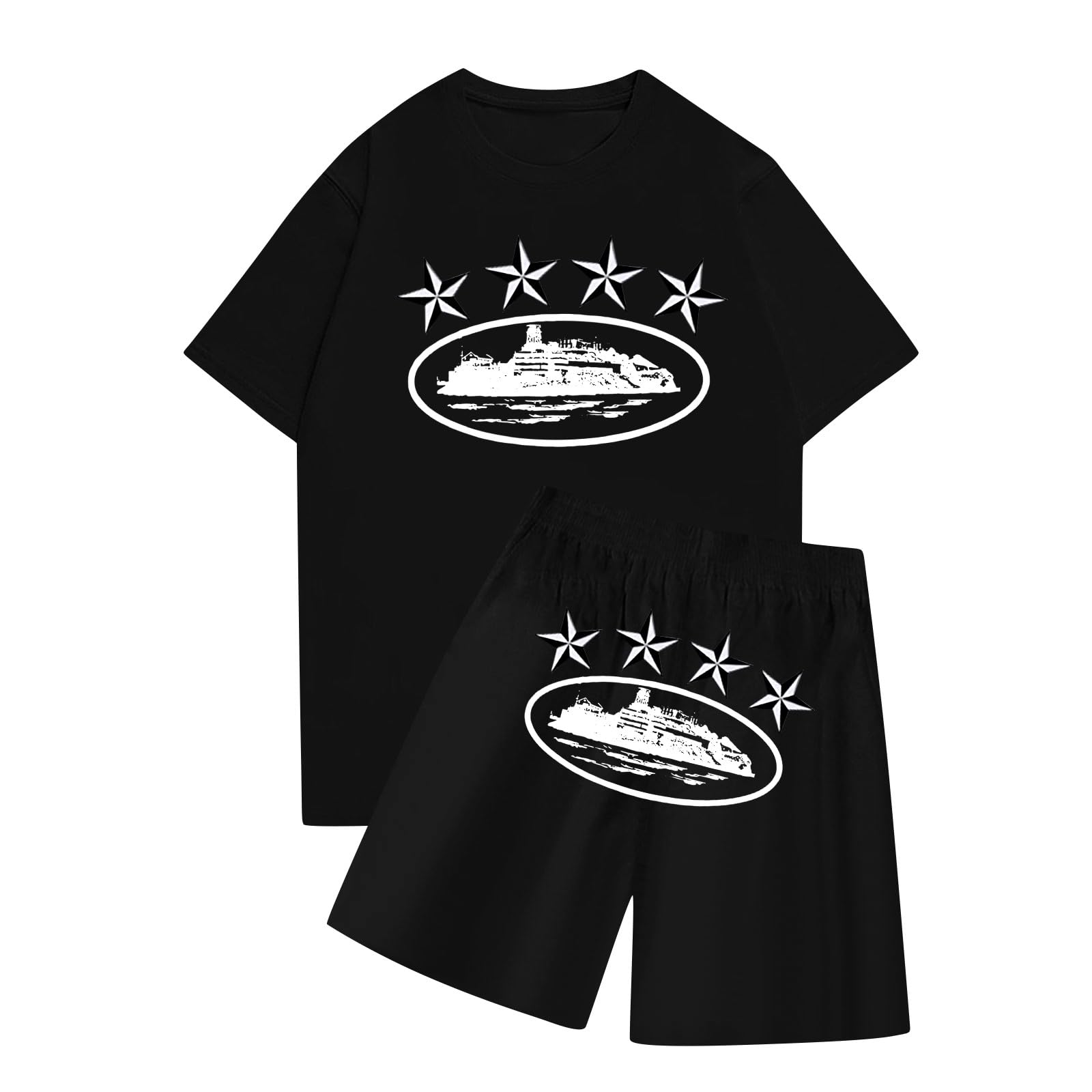 Generic Chándal Corteiz para Niño Camiseta Corta de Verano con Pantalones Cortos con Logotipo Conjunto Estampado Trapstar chándal Corteiz Unisex de Verano