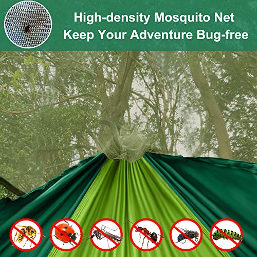 Hieha Camping Hammock With Mosquito Net, Lightweight Nylon Portable Hammock Single Or Double Hammocks With 2 Tree Straps #TOP2