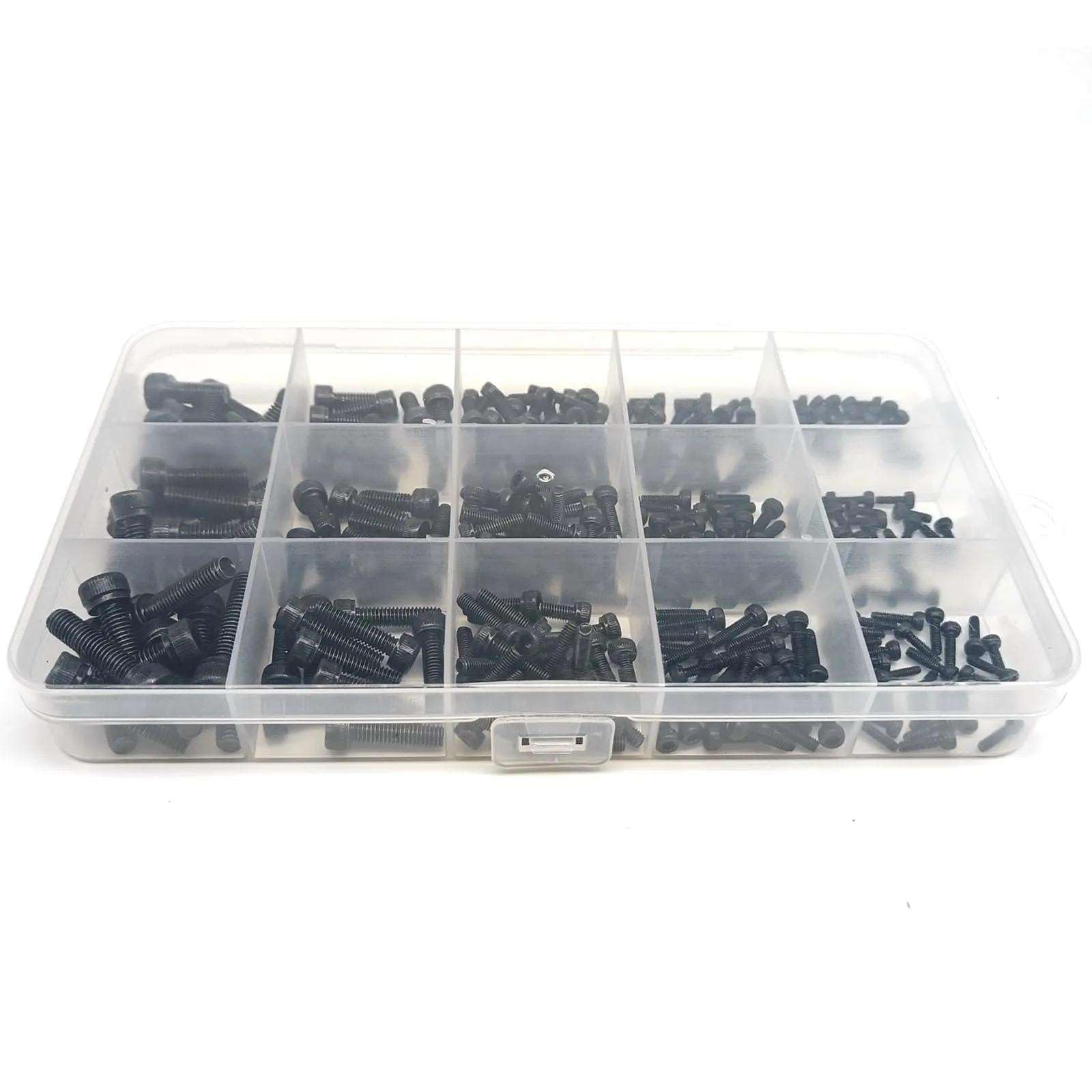 Mix M2 M2,5 M3 M4 M5 Schwarz 304 Inbus-Innensechskant Zylinderschraube Schraube Sortiment Set Box Kit