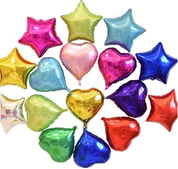 50pcs Mini 5 Inch Assorted Color Star Heart Shaped Foil Balloons for Christmas Party Wedding Birthday Decoration