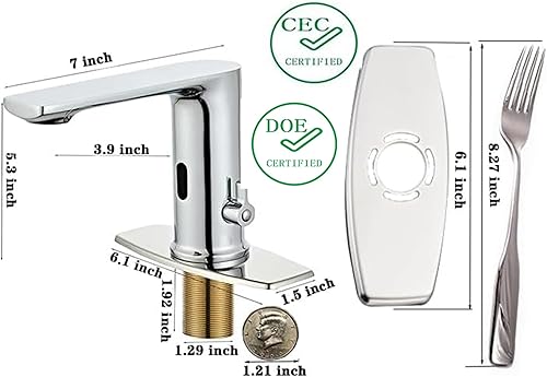 Miniatura 8 de Grifo de baño sin contacto con sensor de movimiento automático grifo con cubierta de orificio placa de cubierta de mano libre Robinet gris humo