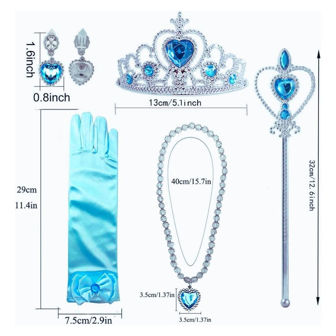 Wanna Party Princess Elsa Dress Up Accessories Jewelry Play Toy Set for Girls with Gloves, Tiara,Wand,Necklace & Earrings for Cinerella Princess Elsa Costume Accessories - Image 5 thumbnail