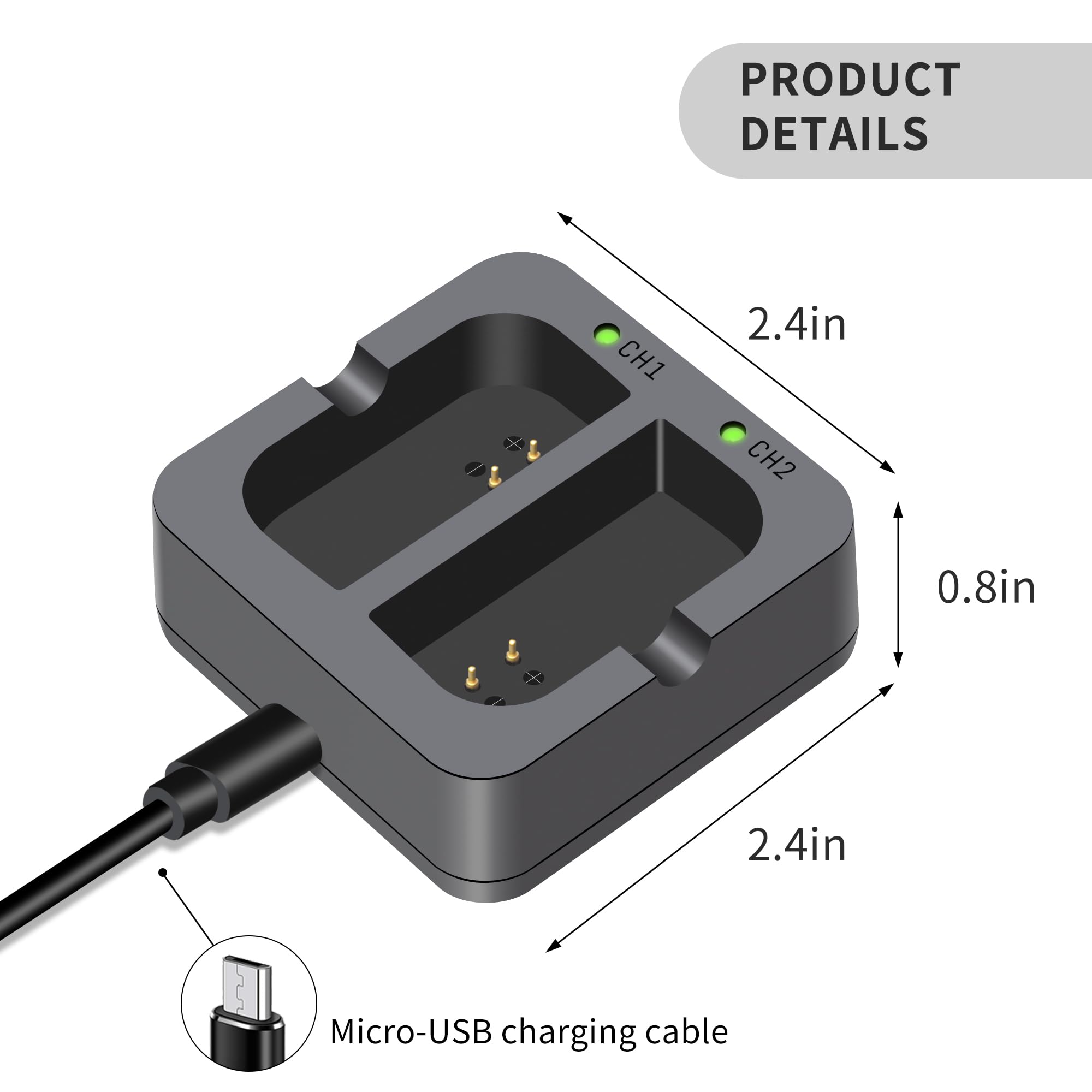 Dual Charger For Ring 2-Pack 6040mAh Replacement Battery With Doorbell 2/3/4, Spotlight & Stick Up Cam – Rechargeable Lithium Battery Kit Ring Camera Battery