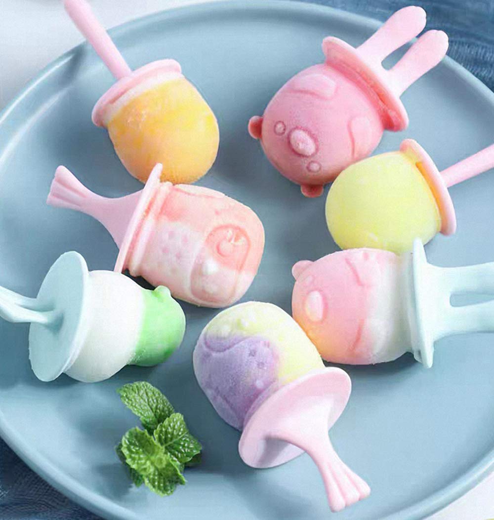 6 moldes para helados, moldes pequeños para helados, moldes pequeños para helados, moldes para helados, mini ABC para niños, bebé (azul-1)