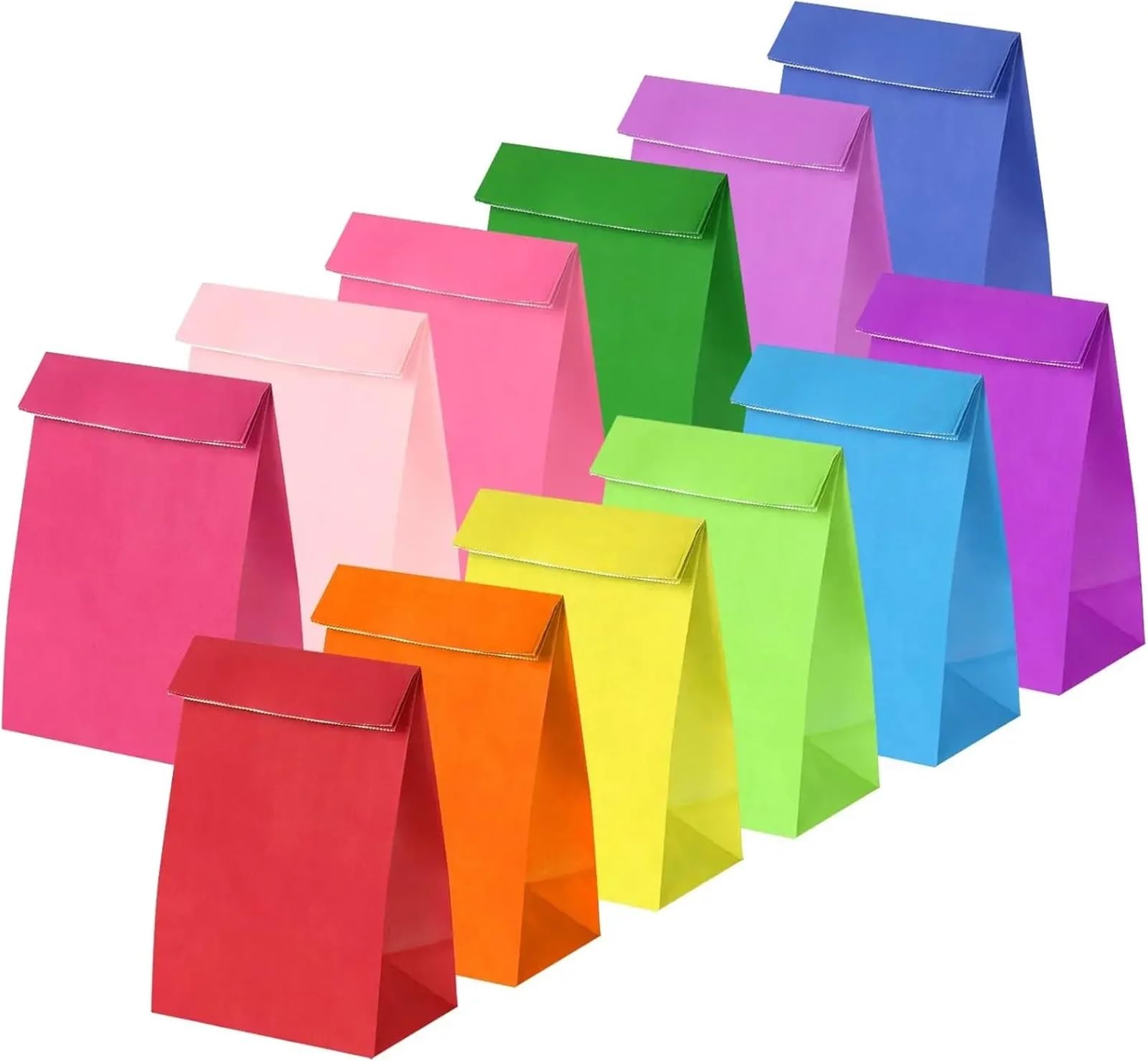 Paper Lunch Bags 50pcs Colorful Kraft Paper Bag Food Vegetables Shopping Candy Package Lunch Grocery Cookie Bread Bucket Bags(Orange)