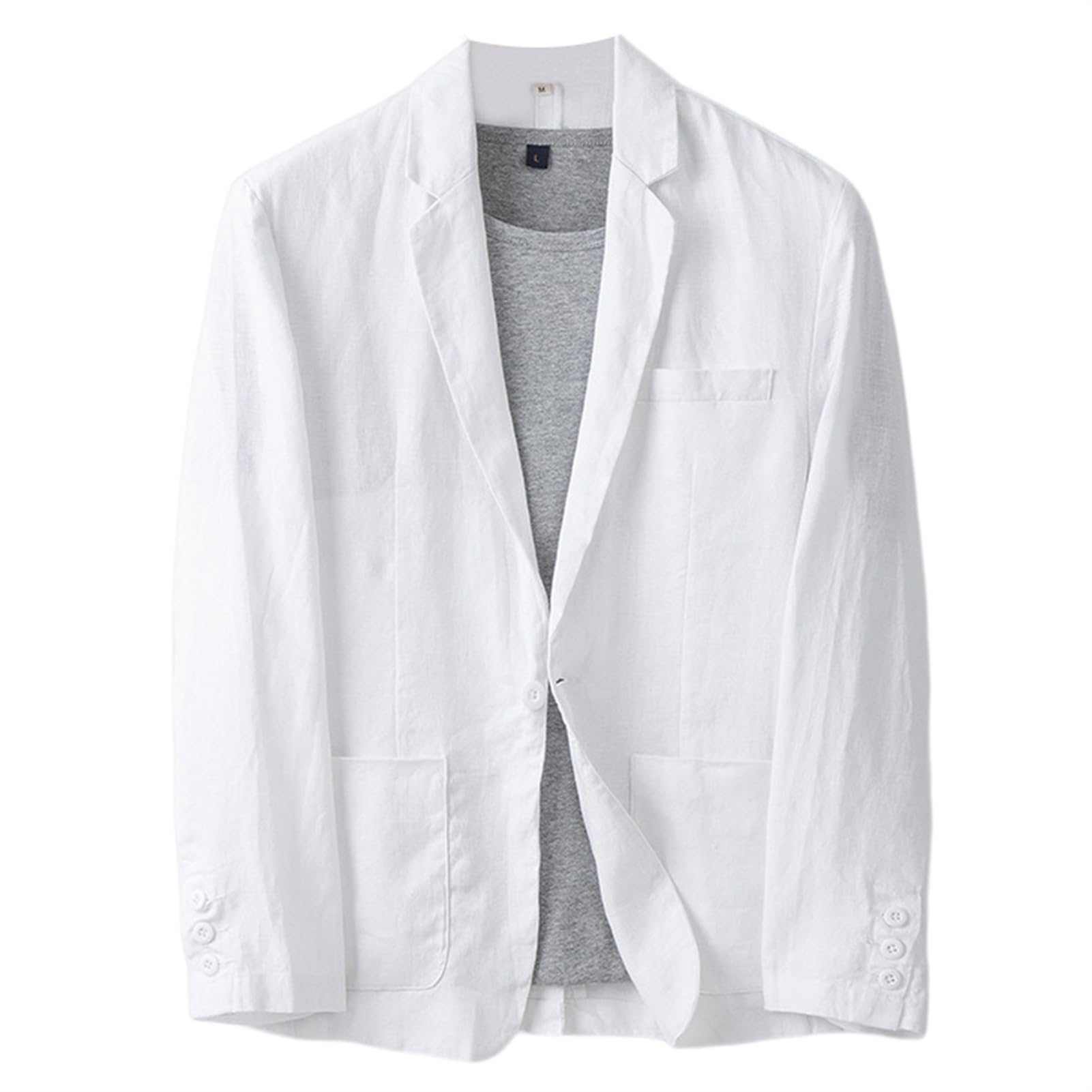 GIBZ Herren Blazer Freizeit Leinen Einfarbig mit Einem Knopf Anzug Mantel Sakko Leicht Locker LäSsig Anzugjacke