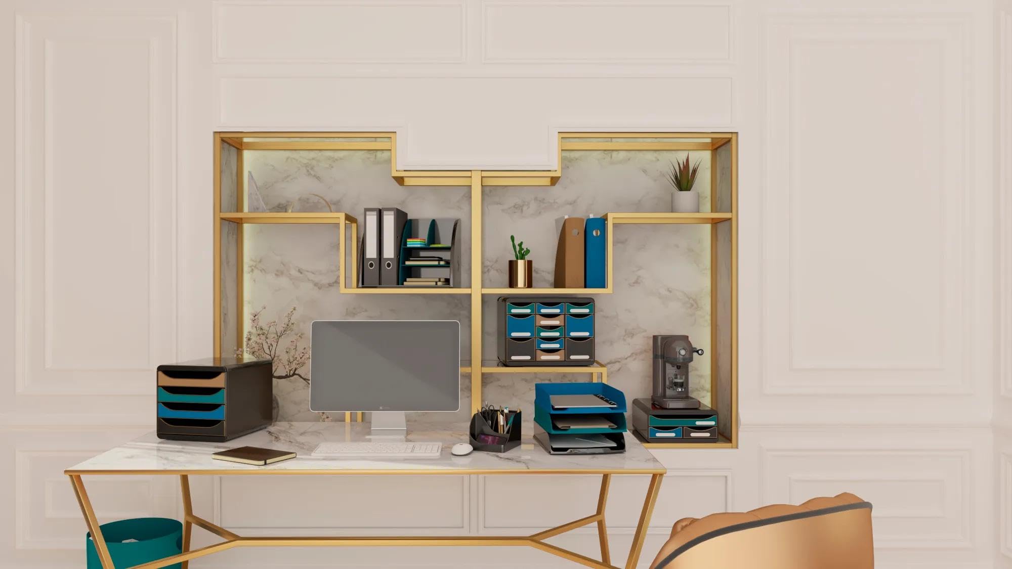 Exacompta Porte-revues MAG-CUBE Néo Déco 26,6x8,2x30,5 cm A4+ Bleu de France
