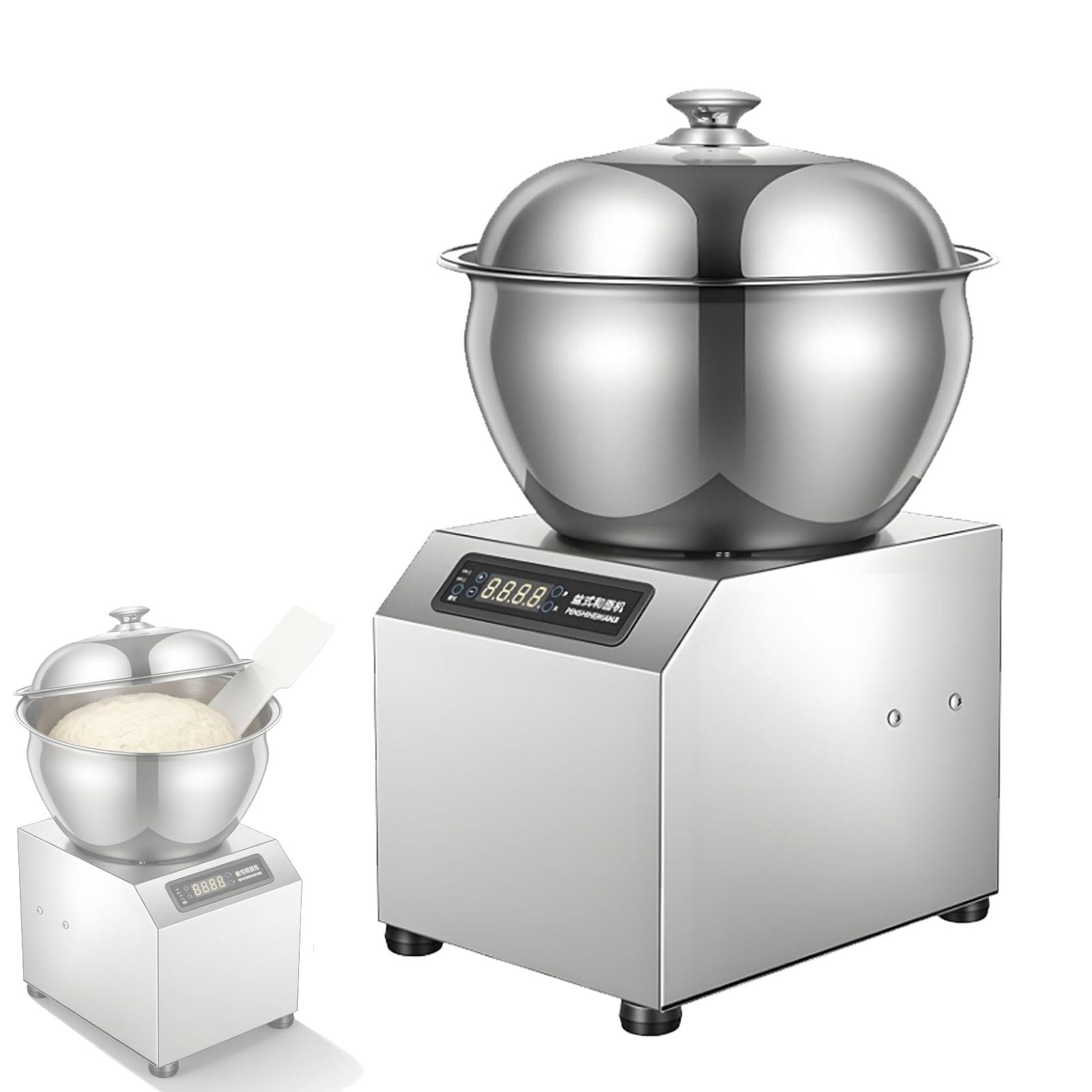 ZHJOPP Dough Mixer, Commercial Electric Spiral Kneader with Stainless Steel Bowl, 2200W 1400rpm, Heavy Duty for Bakery, Restaurant, Pizza (5kg)