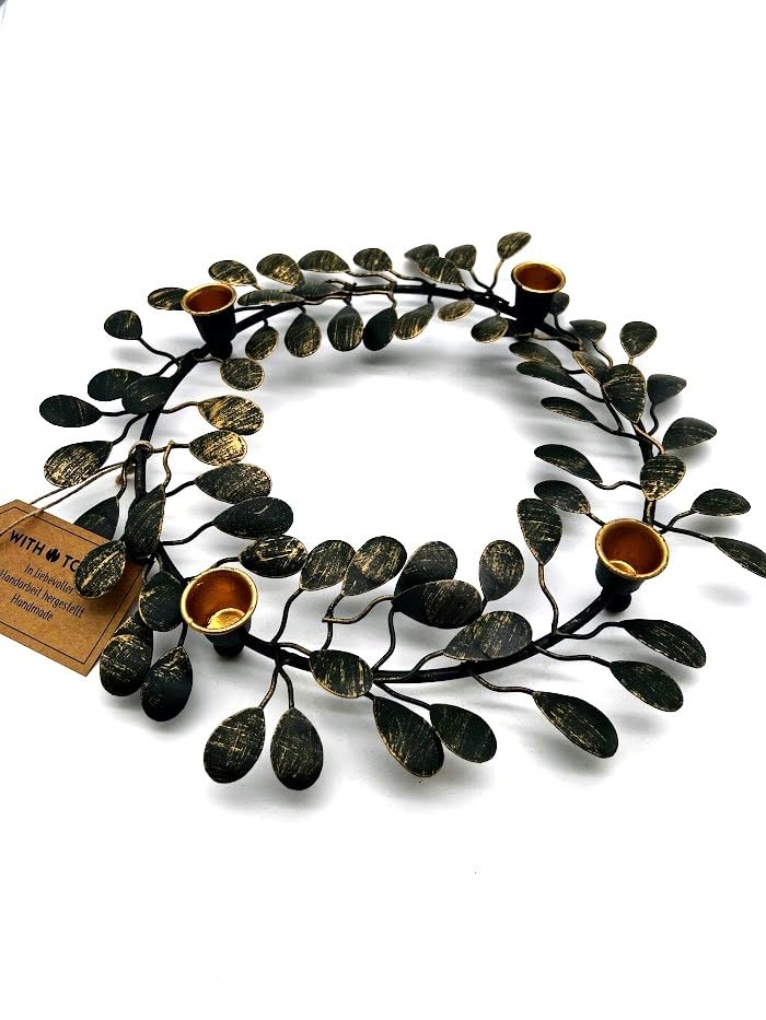 Adventskranz Metall Weihnachtskranz, Dekokranz rund mit 4...