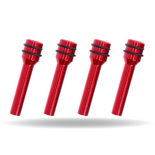 qboonpt 4 PCS Car Door Lock Knobs, Aluminum Alloy Inner Door Lock Pull Pins, Automotive Interior Front Rear Door Knob Cover, Universal for Most Cars, Trucks, SUVs, RVs (Red)