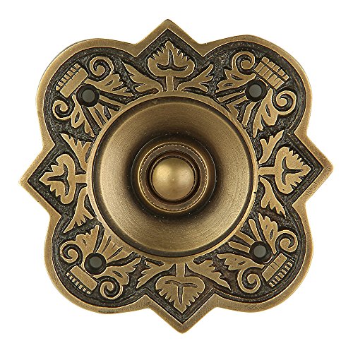 A29 Push Button Doorbell, Solid Brass, Antique Brass Finish image 5