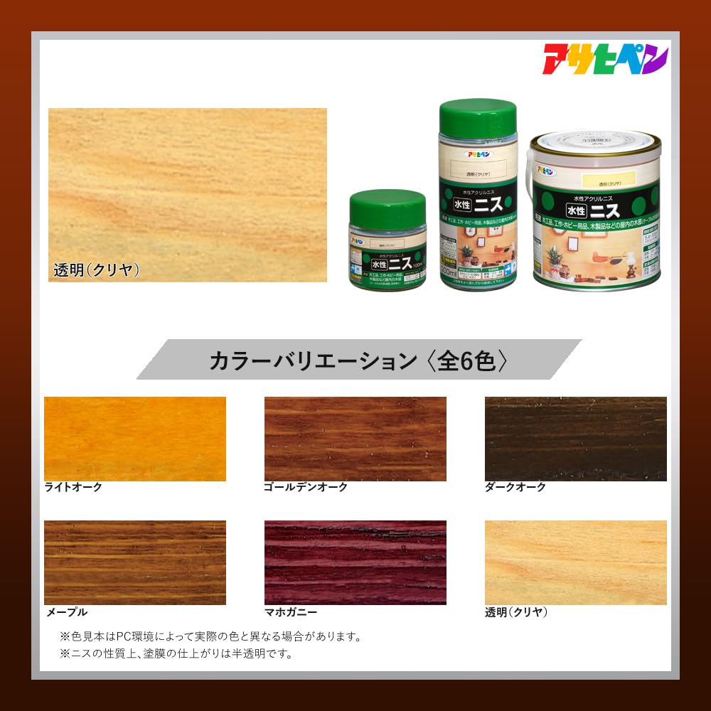 Amazon | アサヒペン 塗料 ペンキ 水性ニス 0.7L 透明 クリヤ 水性