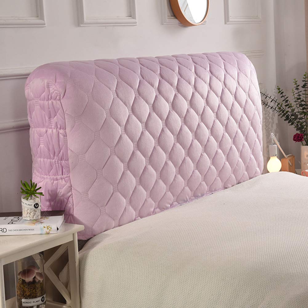 WSGJHB - Testiera Antipolvere per Letto con Copertura Elastica, in Velluto diamantato a Tinta Unita, con Copricapo Trapuntato, Altezza 60 cm, Viola, 190cm(75")
