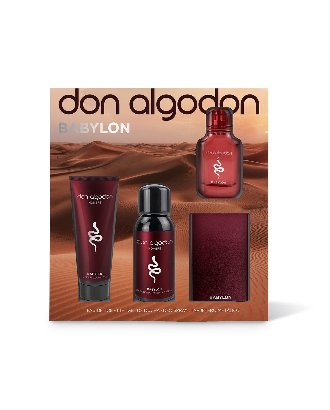 Don Cotton Men Zestaw Prezentowy Babylon - Męski zapach i pielęgnacja Zawiera zapach Babylon 30 ml, żel pod prysznic 75 ml, dezodorant w sprayu 100 ml i metalowy uchwyt na karty