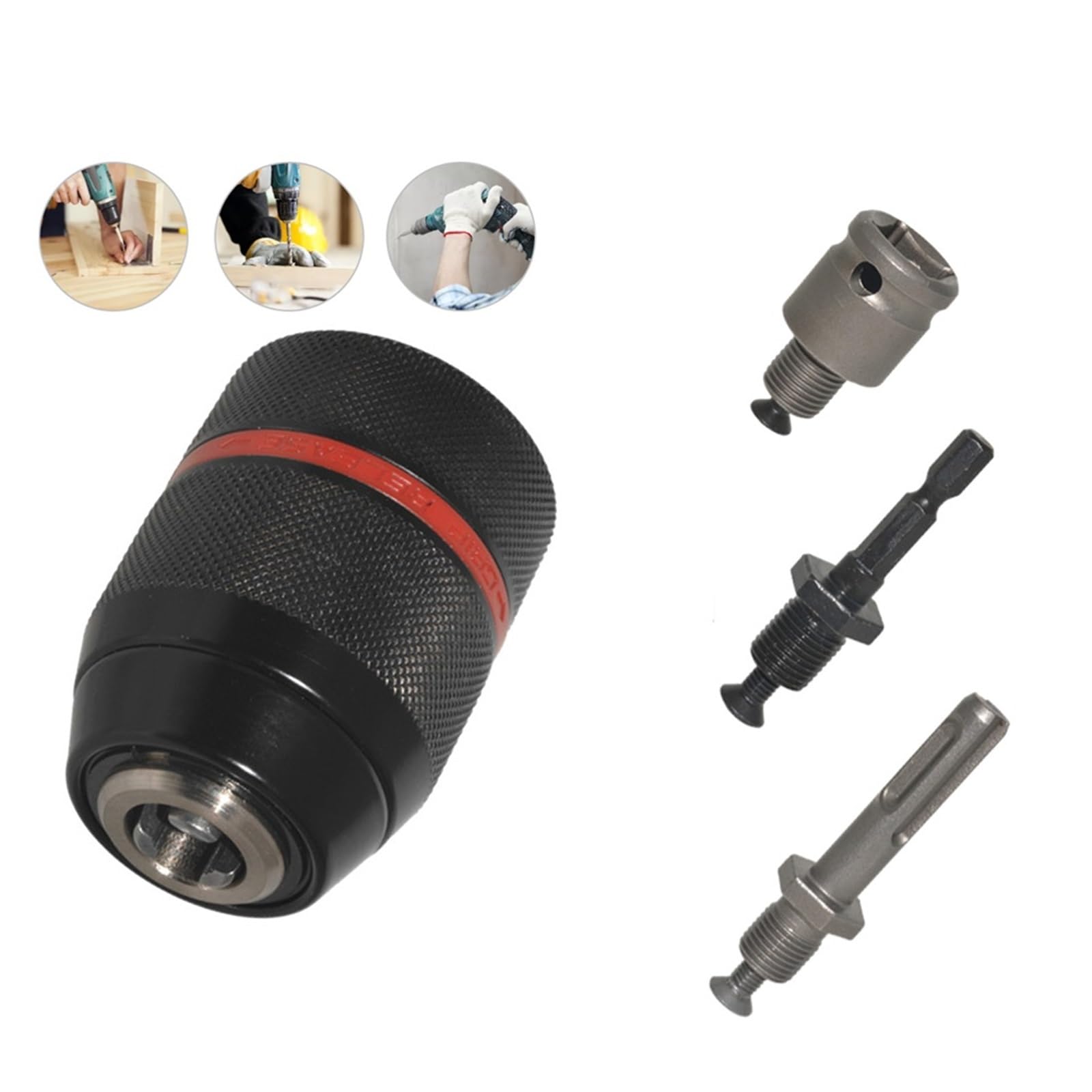 Metallo Heavy Duty 1/2-20UNF 13mm Mandrino autoserrante Codolo esagonale/SDS/Presa quadrata Adattatore femmina Strumento hardware professionale (Color : Chuck and SDS Plus)