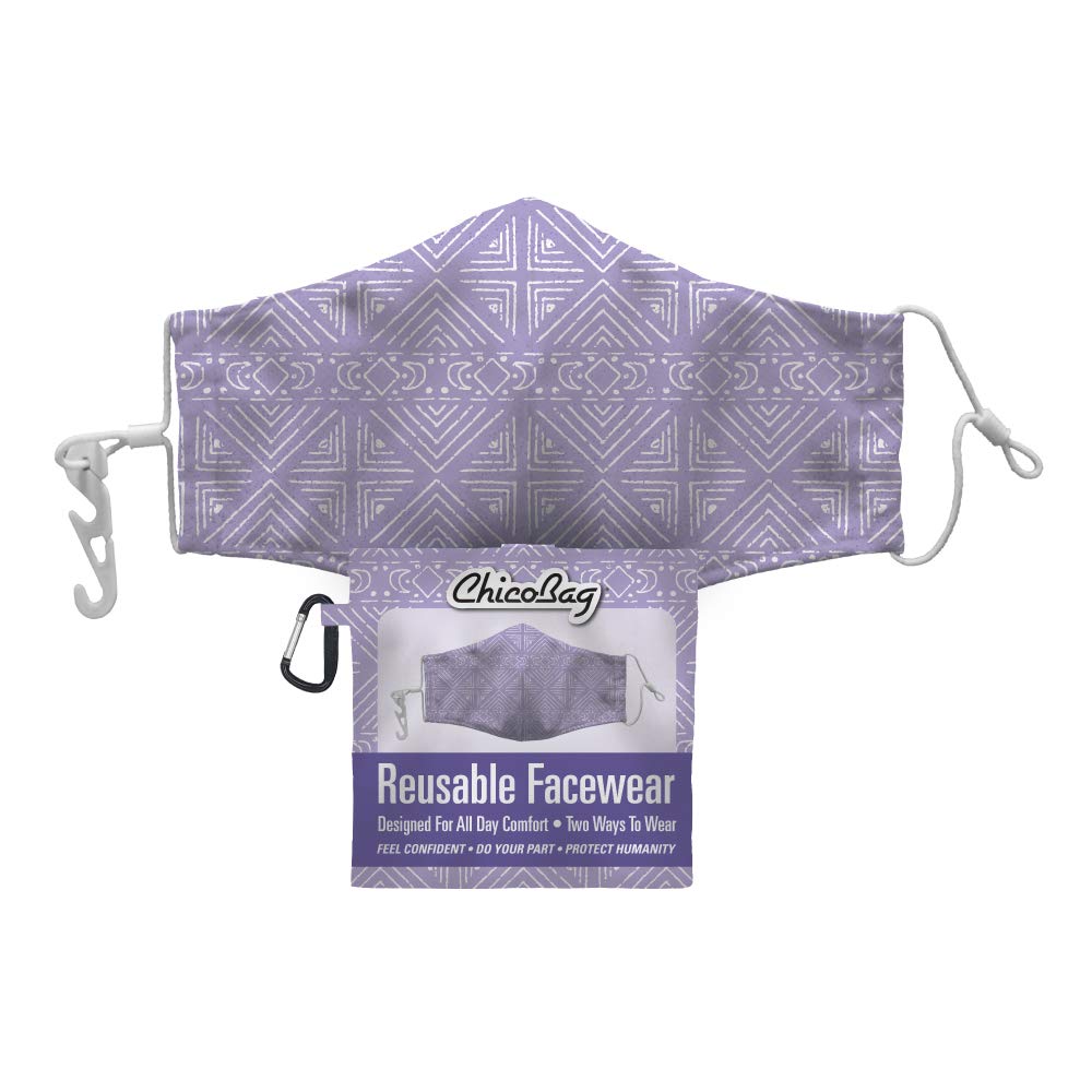 ChicoBag Facewear, Reusable Face Mask, Machine Washable, Durable, 1 Lavender Moon, 2 Slate Grey, Variety Pack of 3