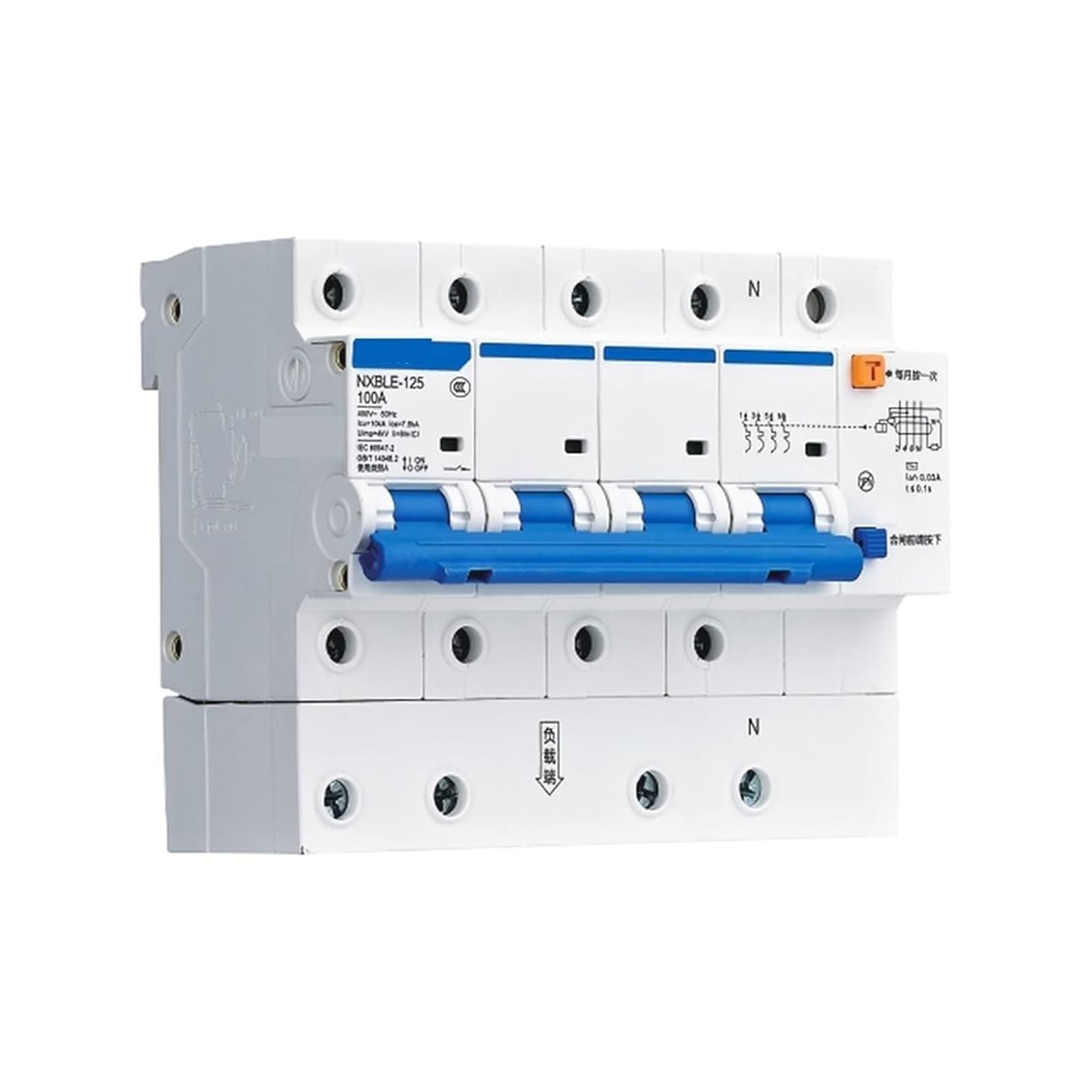 Wyłącznik automatyczny AC230/400V NXBLE32/63/125C typ przeciążenia zwarcie 25 32 40 50 63 80 100 A prąd resztkowy działanie 1 szt. kolor: 1P N rozmiar: NXB (3P N, NXBLE-32 C20)