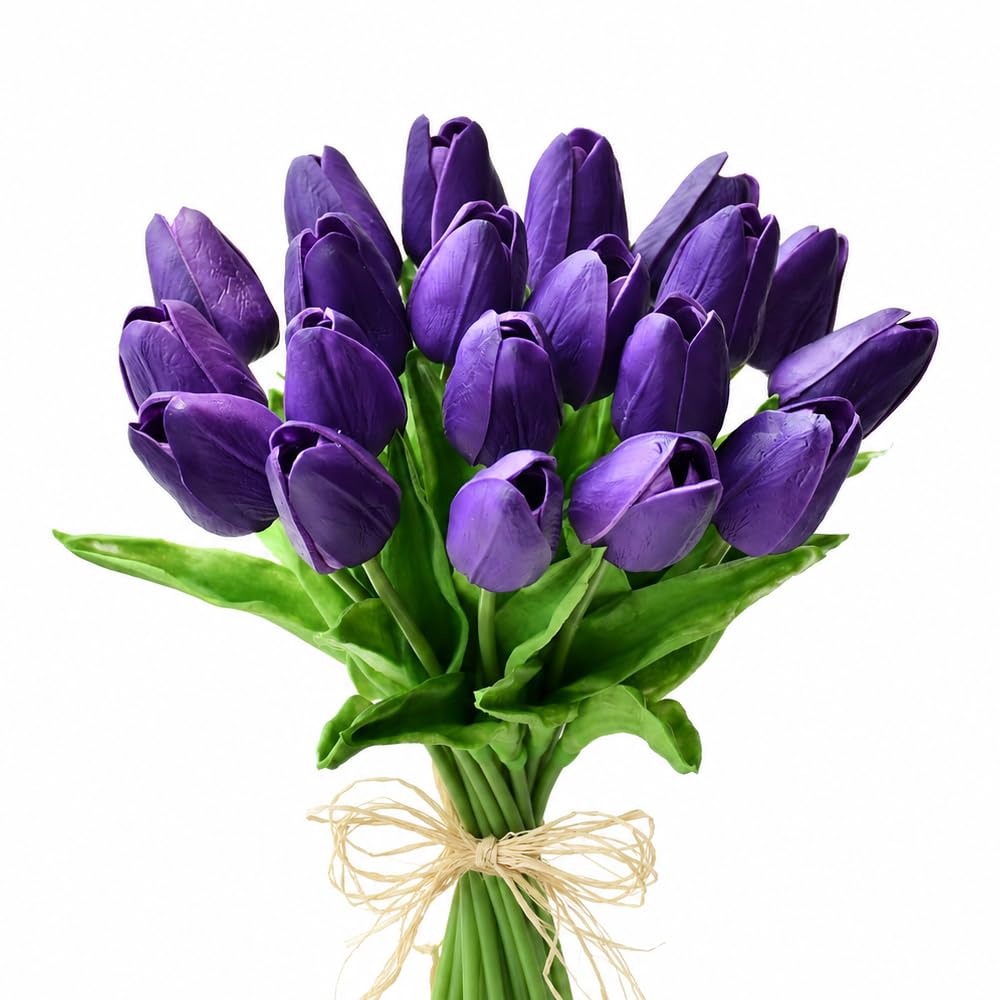 Mandy's 20pcs Artificial Dark Purple Tulips