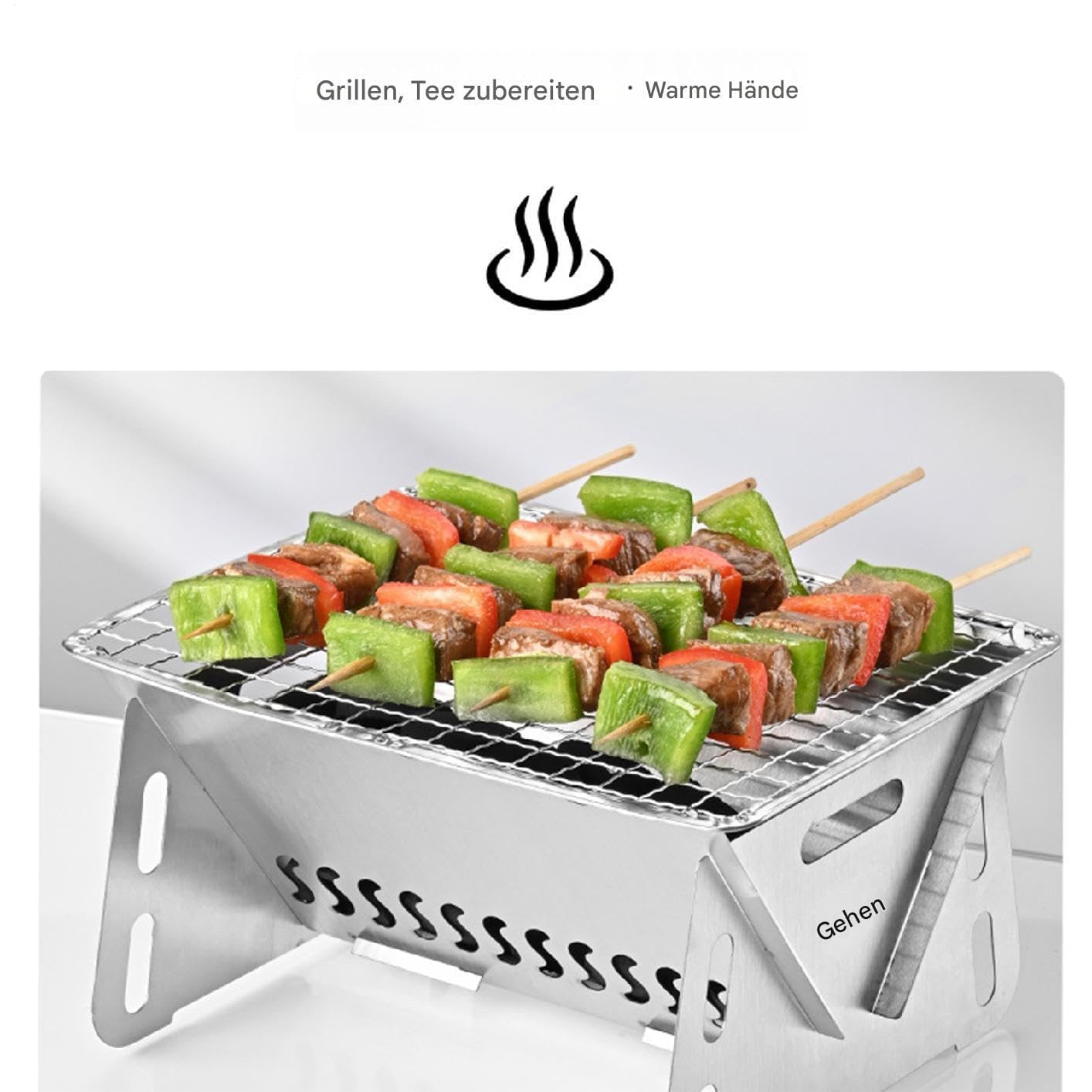 Wytrzymały przenośny grill na węgiel drzewny – lekki grill na świeżym powietrzu na kemping, do wędrówek, imprez na podwórku i podróży, idealny do użytku w ogrodzie i na patio