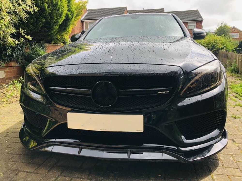 Drążek przedni, spojler do Mercedes-Benz W205 klasa C C180 C250 C300 C400 2015-2018, czarny, tworzywo sztuczne, błyszczący czarny