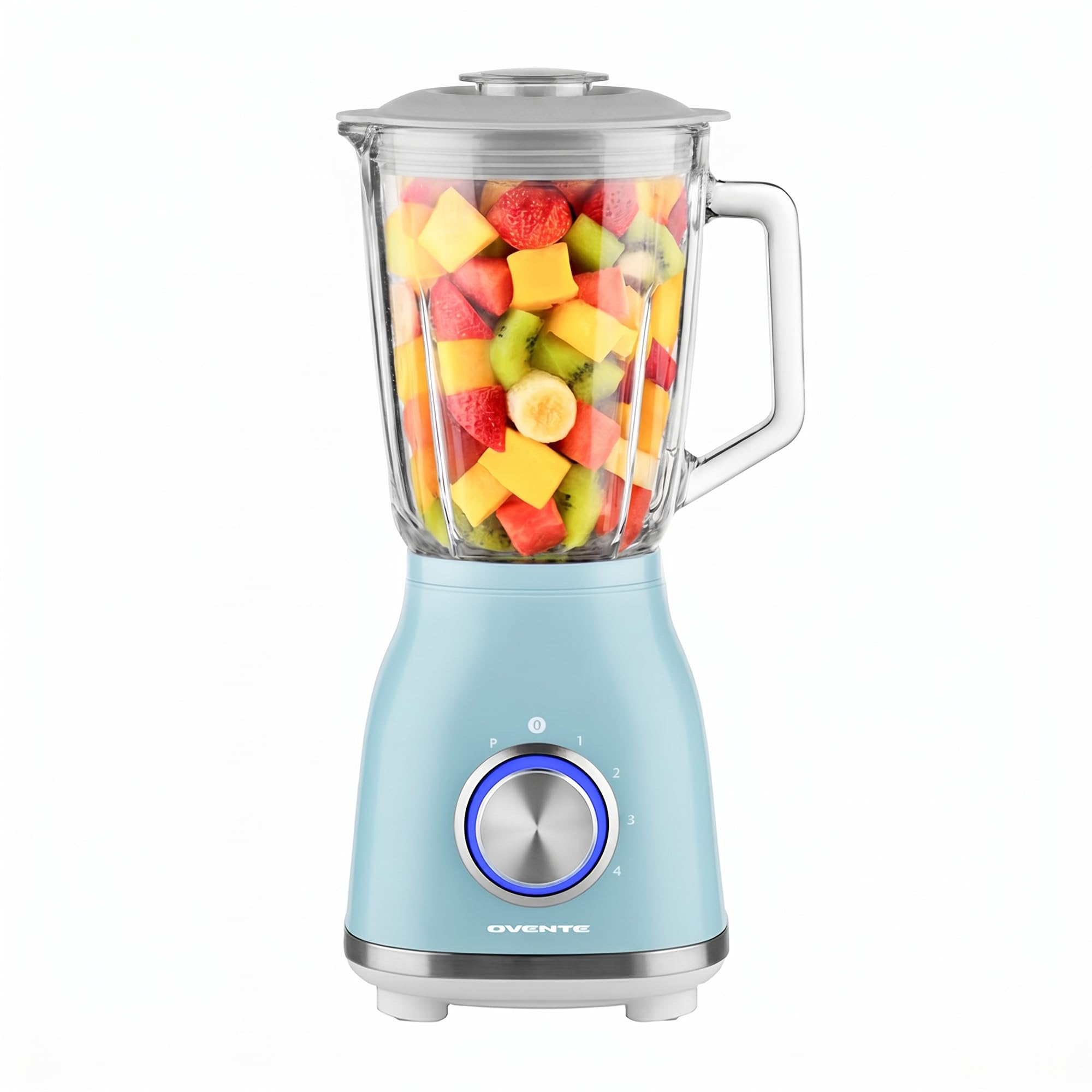 OVENTE Countertop Blender, 50 Oz, 4 Speed Settings, 550W, Blue BLH2604LBL