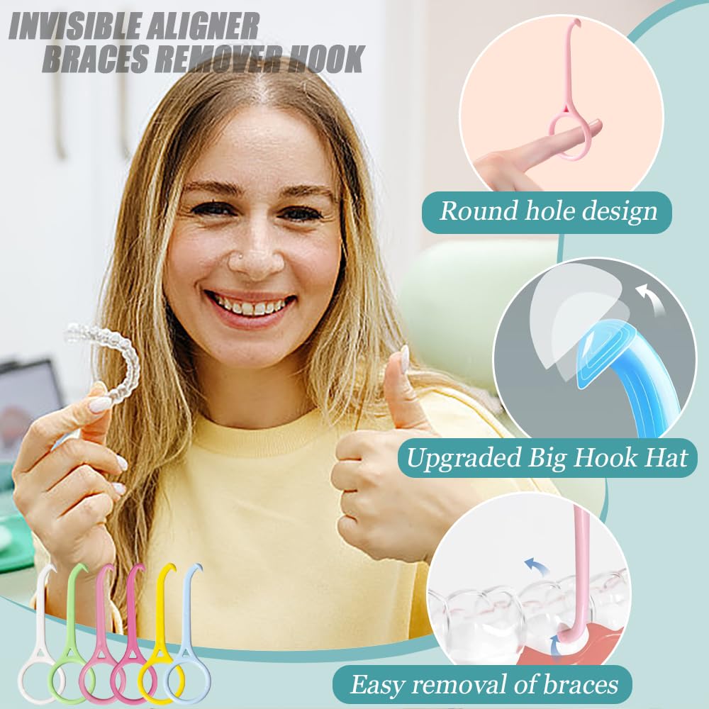 Kit Rimozione Allineatori Dentali | Contenitore Porta Apparecchio E Uncino | 4 Colori