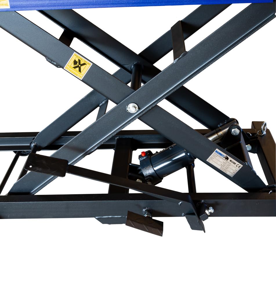 DeTec. Plataforma elevadora para moto, máx. 360 kg, mando a pie, elevador de tijera, plataforma de montaje máx. 780 mm altura de elevación