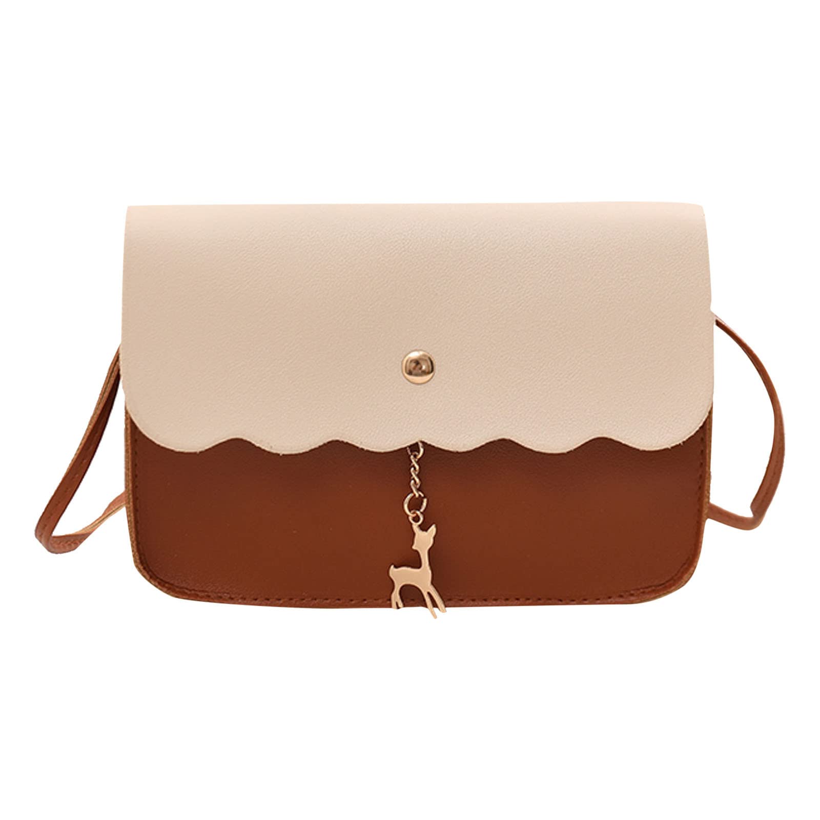 Women Messenger Bag Color Matching Fashion New Pattern Personalized Lace Deer Mobile Phone Bag Wallet Brown One Size