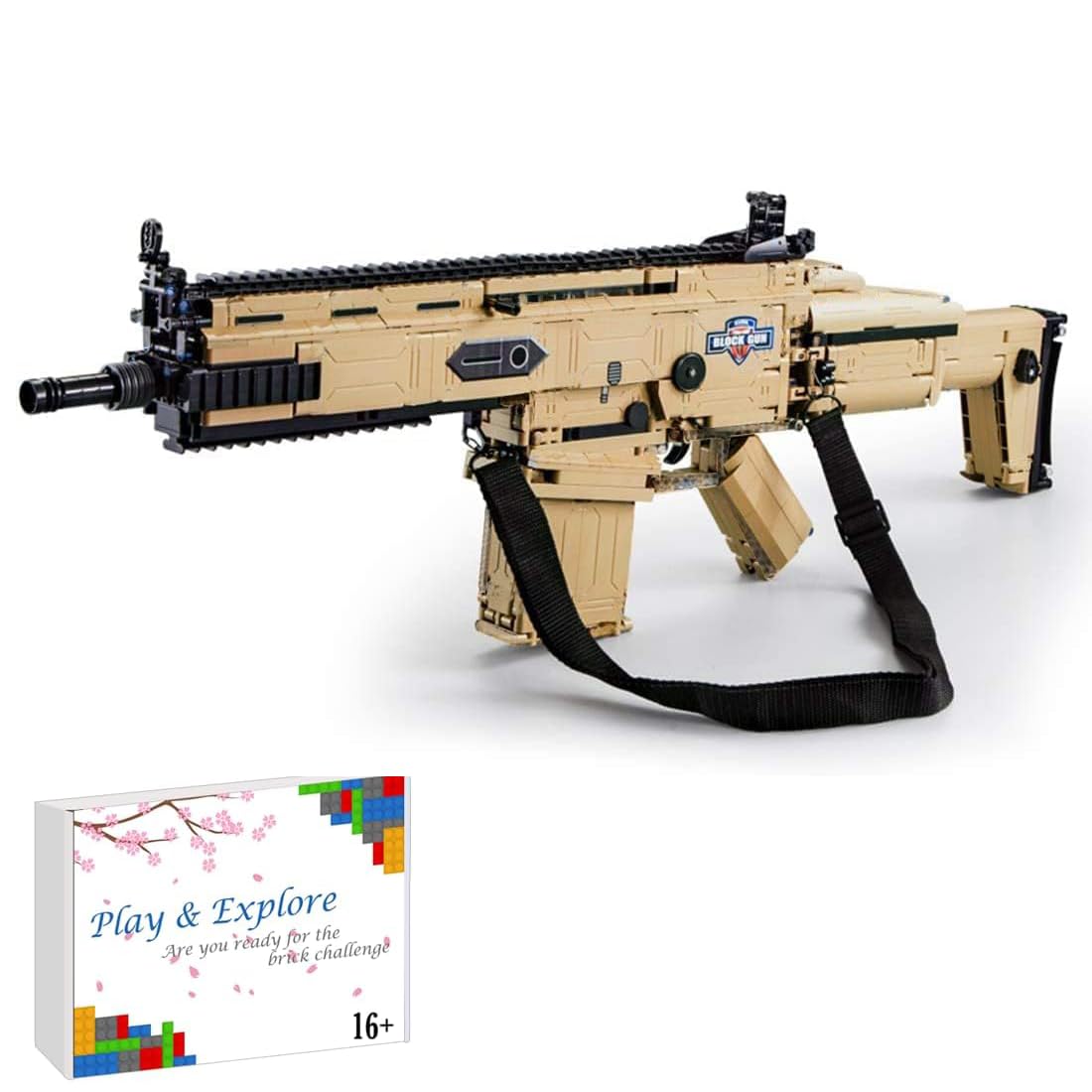 Technik Arme Jeu de Construction avec Moteurs, Militaire Maquette de Fusil d'assaut FN Scar 17S Gun, 1406+Pièces Blocs de Construction Compatible avec Les Grandes Marques