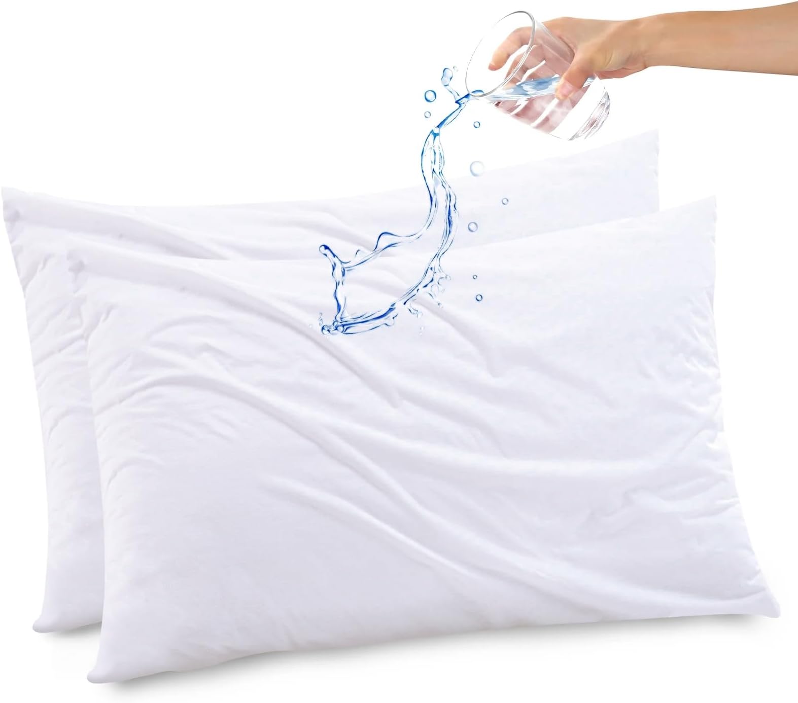 Ultra Soft Terry Waterproof Pillow Protector Cover with Zippered Closure | Dust Mite-Bed Bug Protection | Sweat, Oil and Water Spill Protection Covers (King: 20 x 36 inch-White)-Set of 4