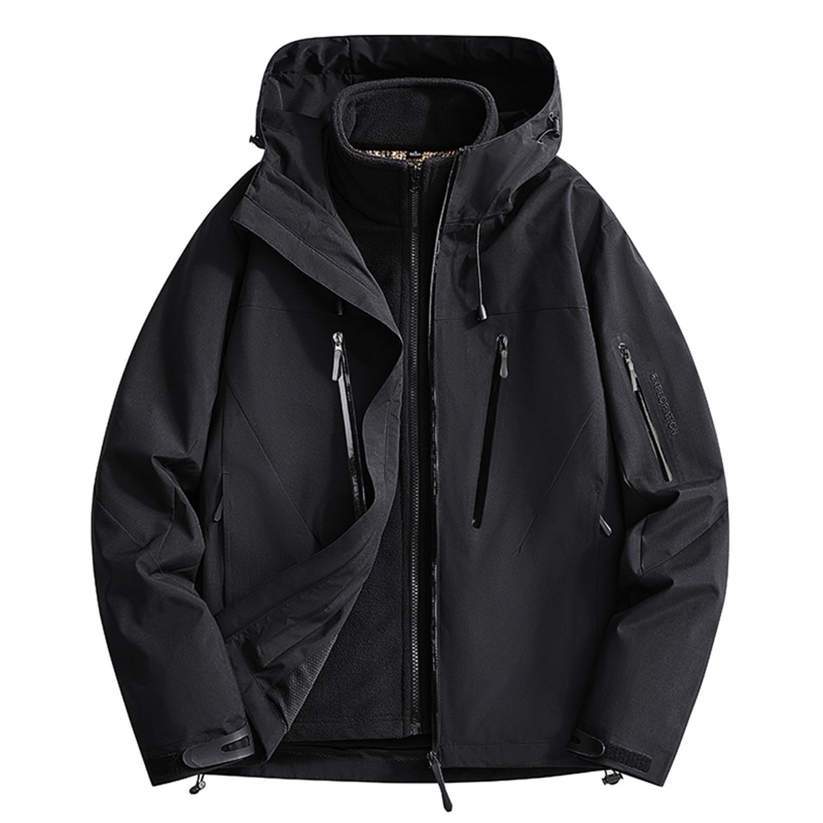 Generisch Giacca invernale da uomo, impermeabile, antivento, traspirante, con cappuccio, impermeabile, leggera, da corsa, da lavoro