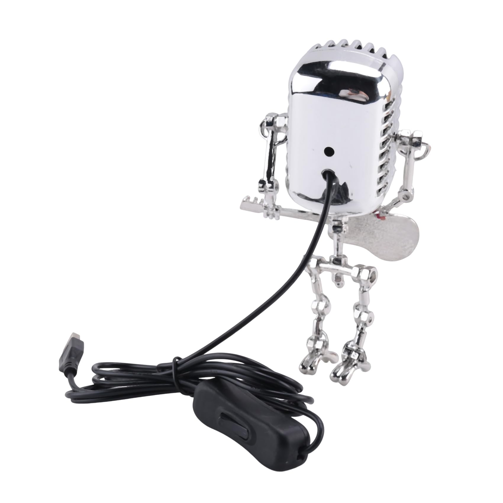BGFAVCV Retro Style Vintage Microphone Robot Desk Lamp, Vintage Microphone Robot Touch Dimmer Lamp Table Lamp Easy Install Red - Image 2