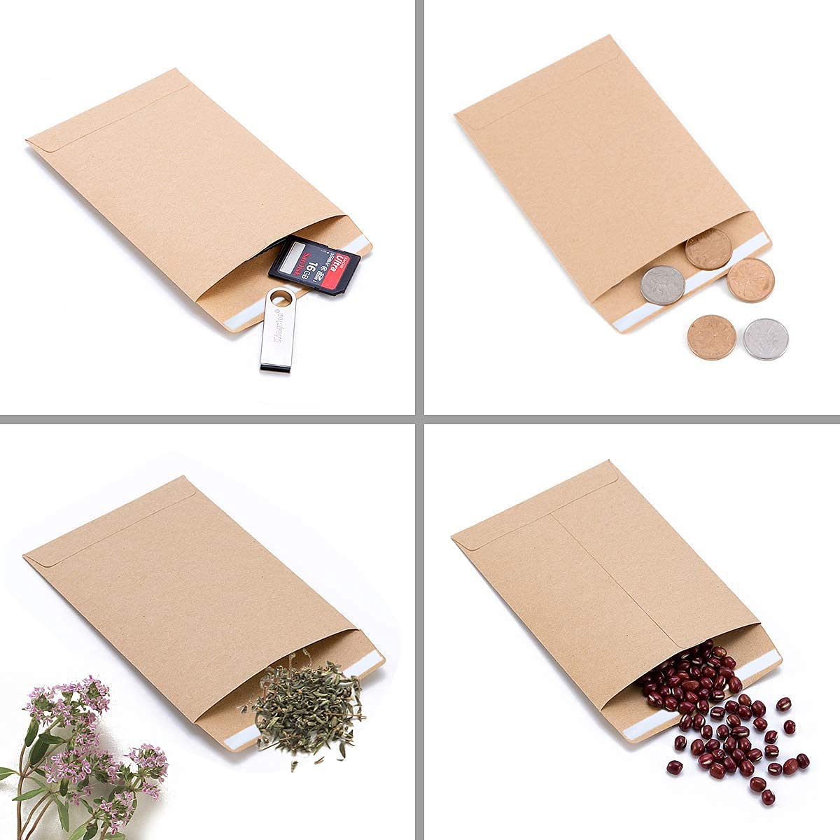 Enveloppes Kraft Auto-adhésives DTnewsun - Lot De 50 | Pour Pièces, Graines, Petits Objets