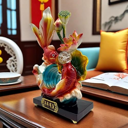 Miniatura 4 de FUNSXBUG Estatua de pescado chino grande de Feng Shui de 13 pulgadas, decoración de hogar, oficina, decoración de mesa, adornos de buena suerte