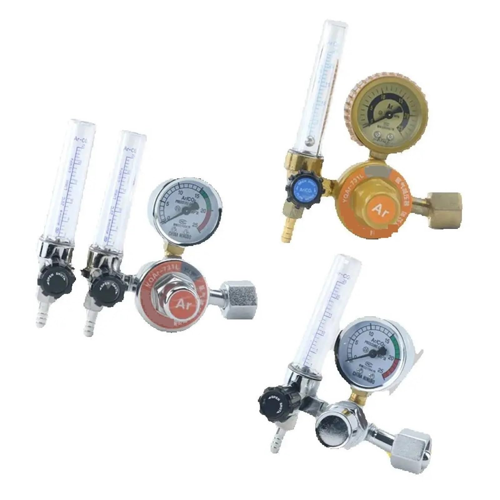 CO2 Mig Tig Przepływomierz Spawanie Pojedyncza/Podwójna Rura Reduktor Ciśnienia Regulator Argonu Zawór Redukujący Ciśnienie Gazu 0-25Mpa (Regulator argonu)