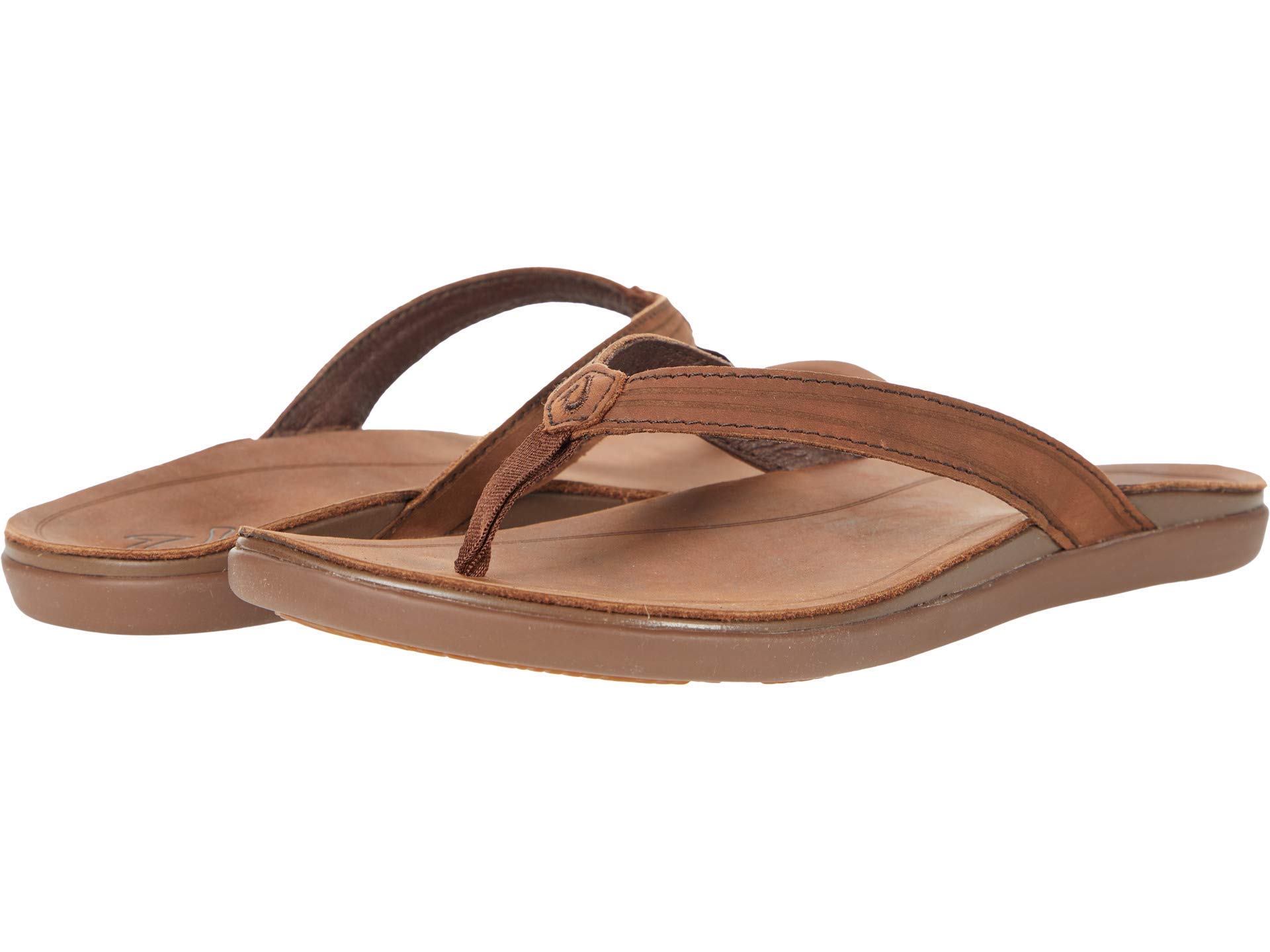 OLUKAIAukai Women's Beach Sandals, Soft Leather Flip-Flop Slides with Non Marking Outsoles, Lightweight & All-Day Comfort