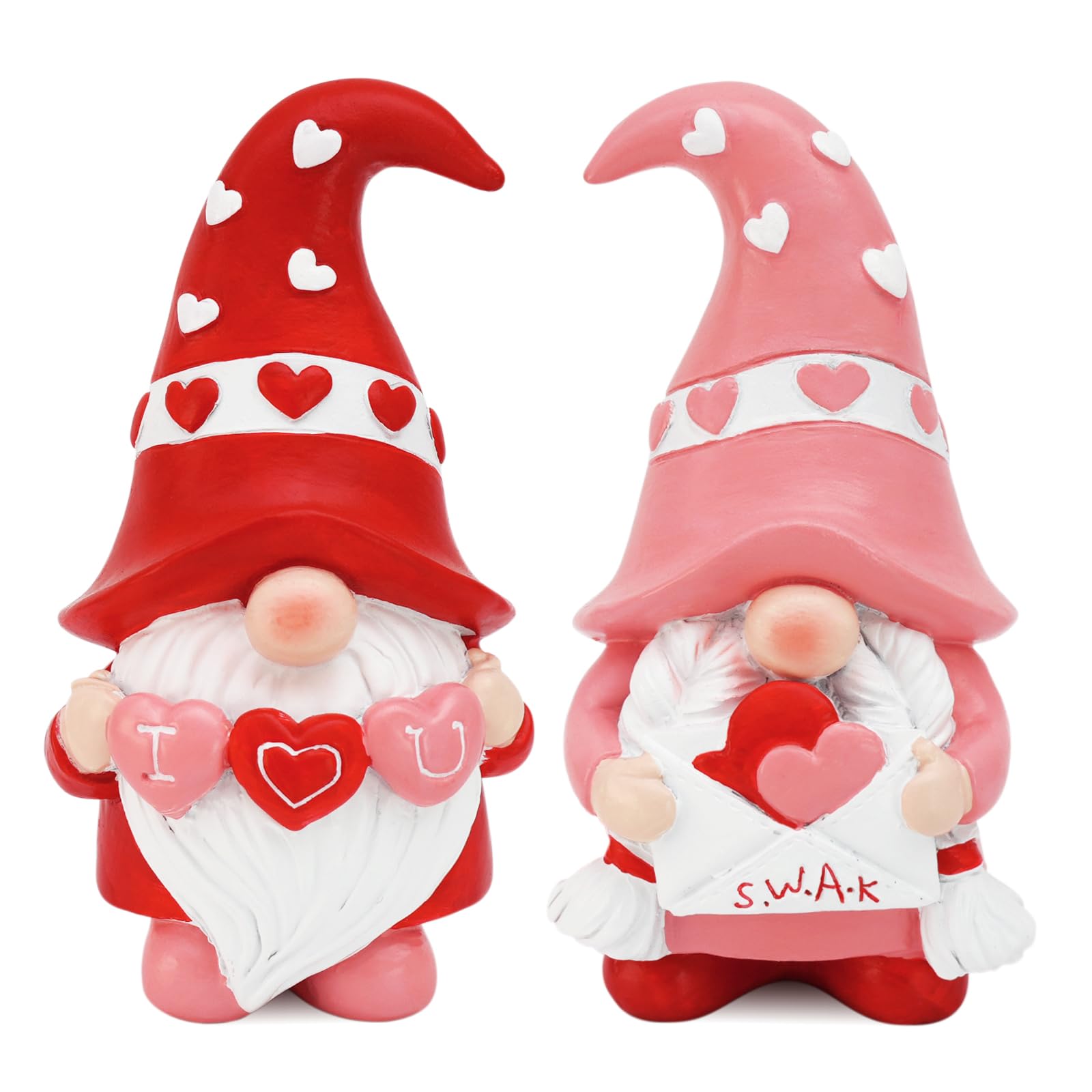 KnomeKoValentine Resin Gnomes Decorations - Gift for Her - Pink Love Gnomes - Valentine Tiered Tray Decor