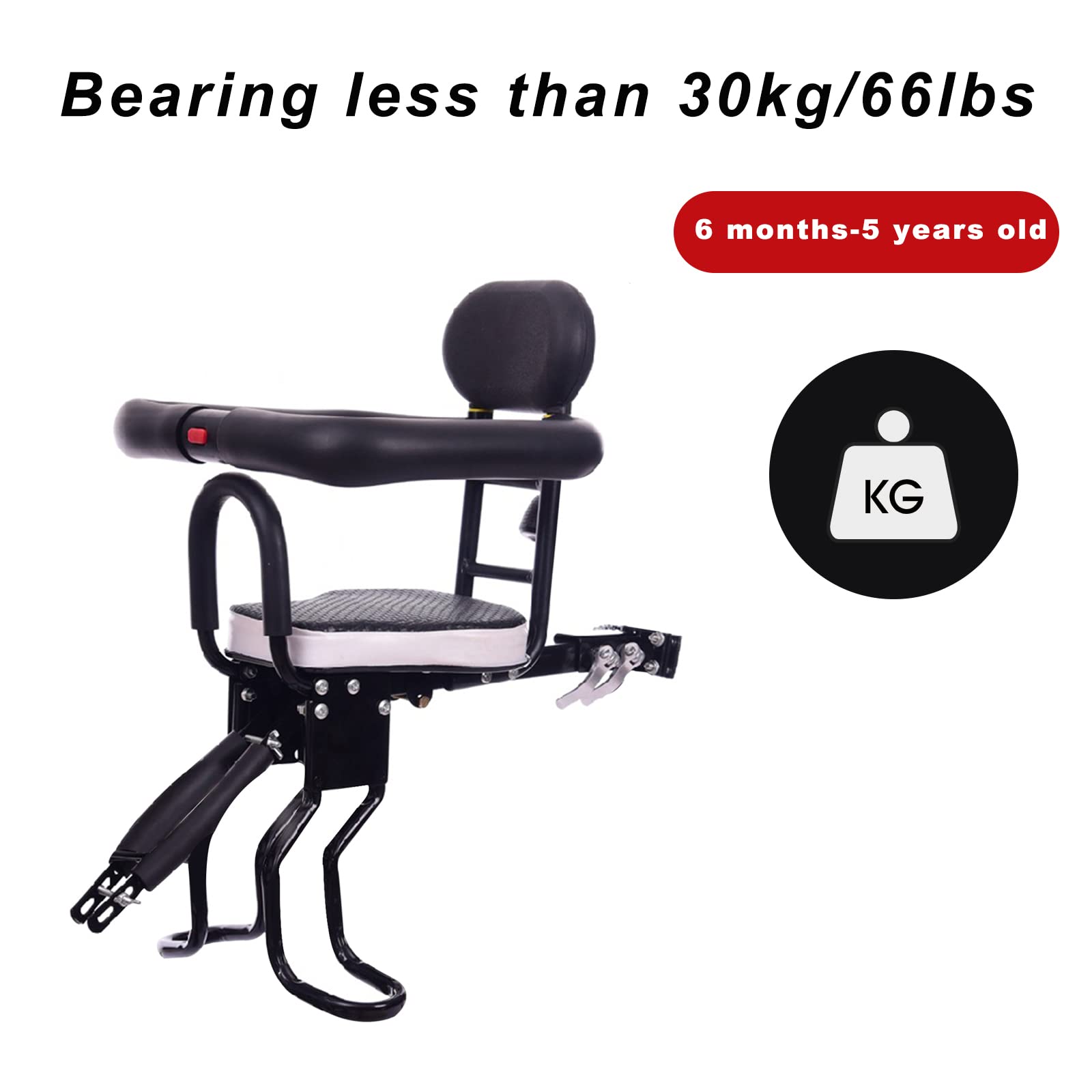 Seggiolino Anteriore Per Bicicletta MSFE - Per Bambini 6 Mesi-5 Anni (30kg), Con Cintura Di Sicurezza - Foto 7