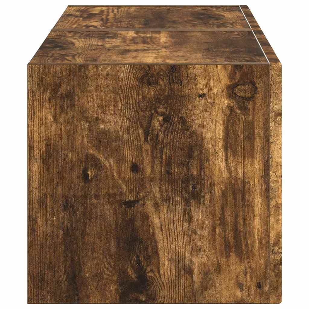 TV-Wandschrank 2er-Set, Geräucherte Eiche, 60x31x29,5 cm, Modernes Design, Wandmontiertes TV-Regal für Wohnzimmer, Media Center mit Stauraum